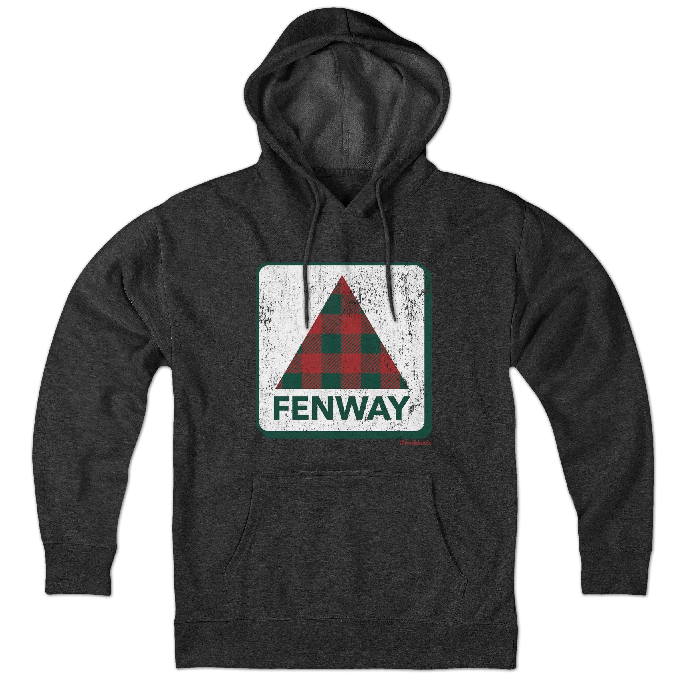 Chowdaheadz Fenway Holiday Plaid Hoodie - Unisex Soft Cotton Blend Pullover Sweatshirt | Cozy Winter Wear for Christmas & Baseball Games