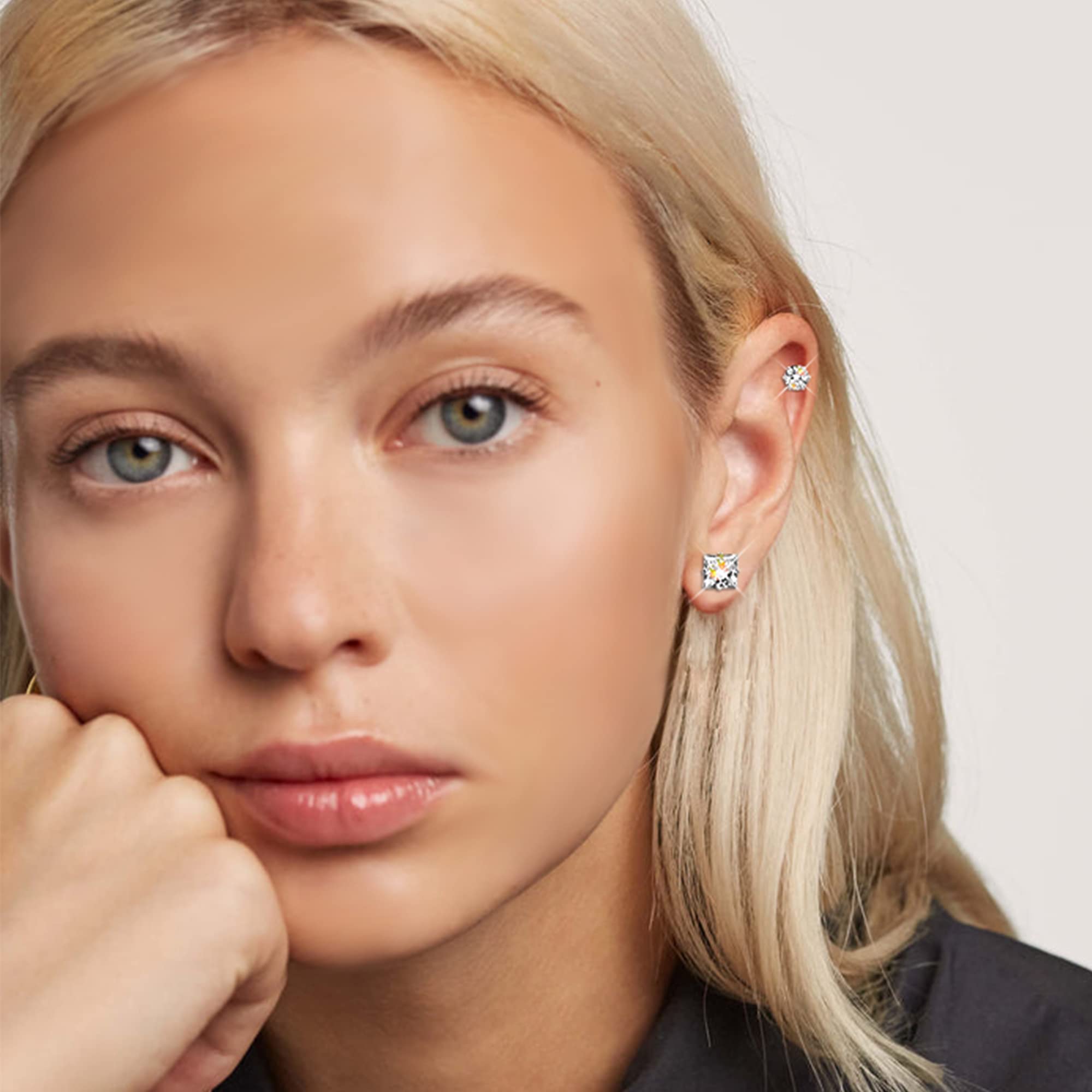 Hypoallergenic Stainless Steel Stud Earrings for Women & Men - Cubic Zirconia Silver Earrings Set Multipack | Perfect for Daily Wear, Gifts & Special Occasions