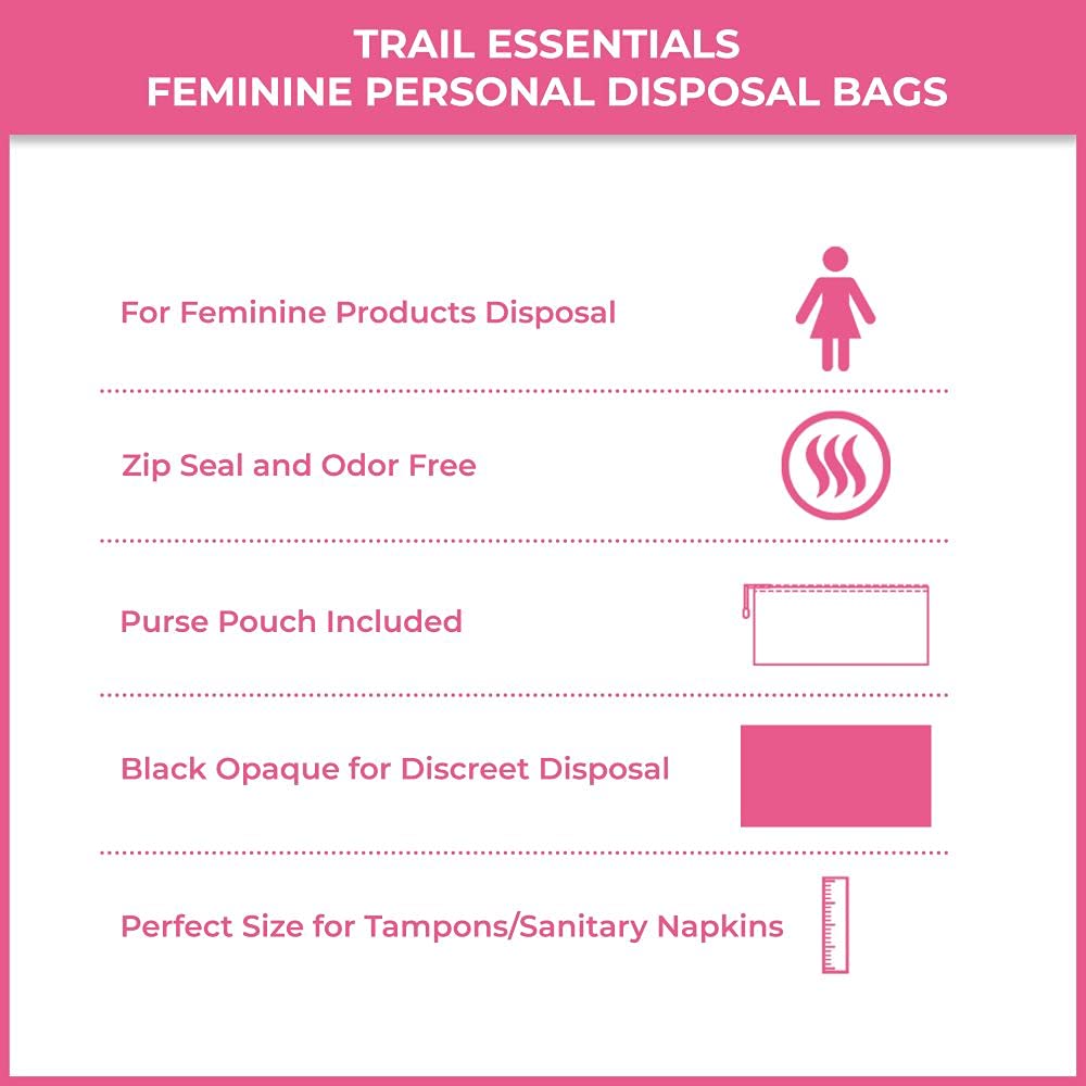Black Opaque Feminine Hygiene Disposal Bags - 100 Count Refill Pack for Discreet Sanitary Waste Disposal of Tampons, Pads & Liners | Travel, Home & Public Restroom Use