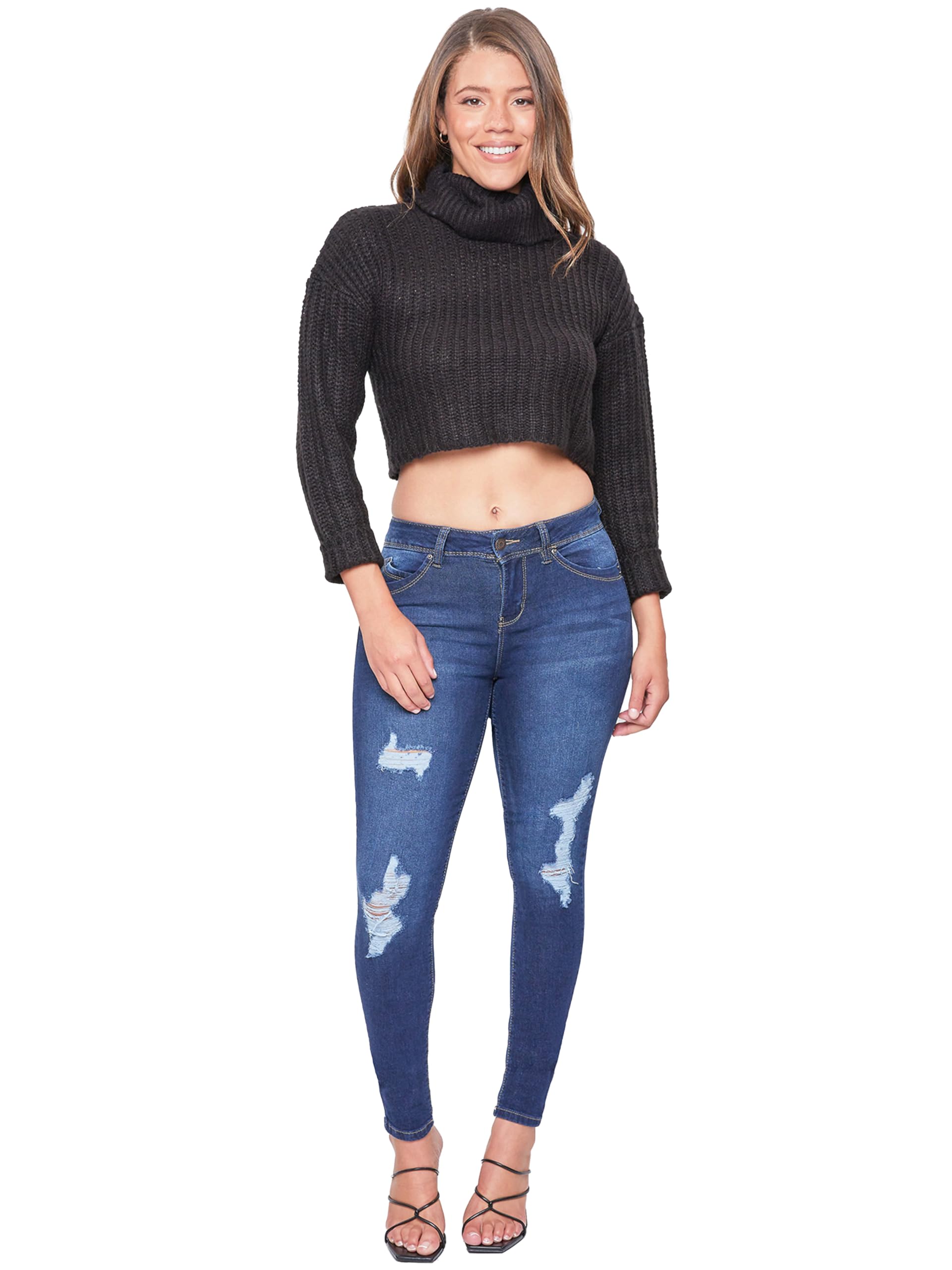YMI Women's Wannabettabutt Mid-Rise Skinny Jeans - Eco-Friendly Stretch Denim Pants with Recycled Fibers | Perfect for Casual Wear, Date Nights & Everyday Comfort