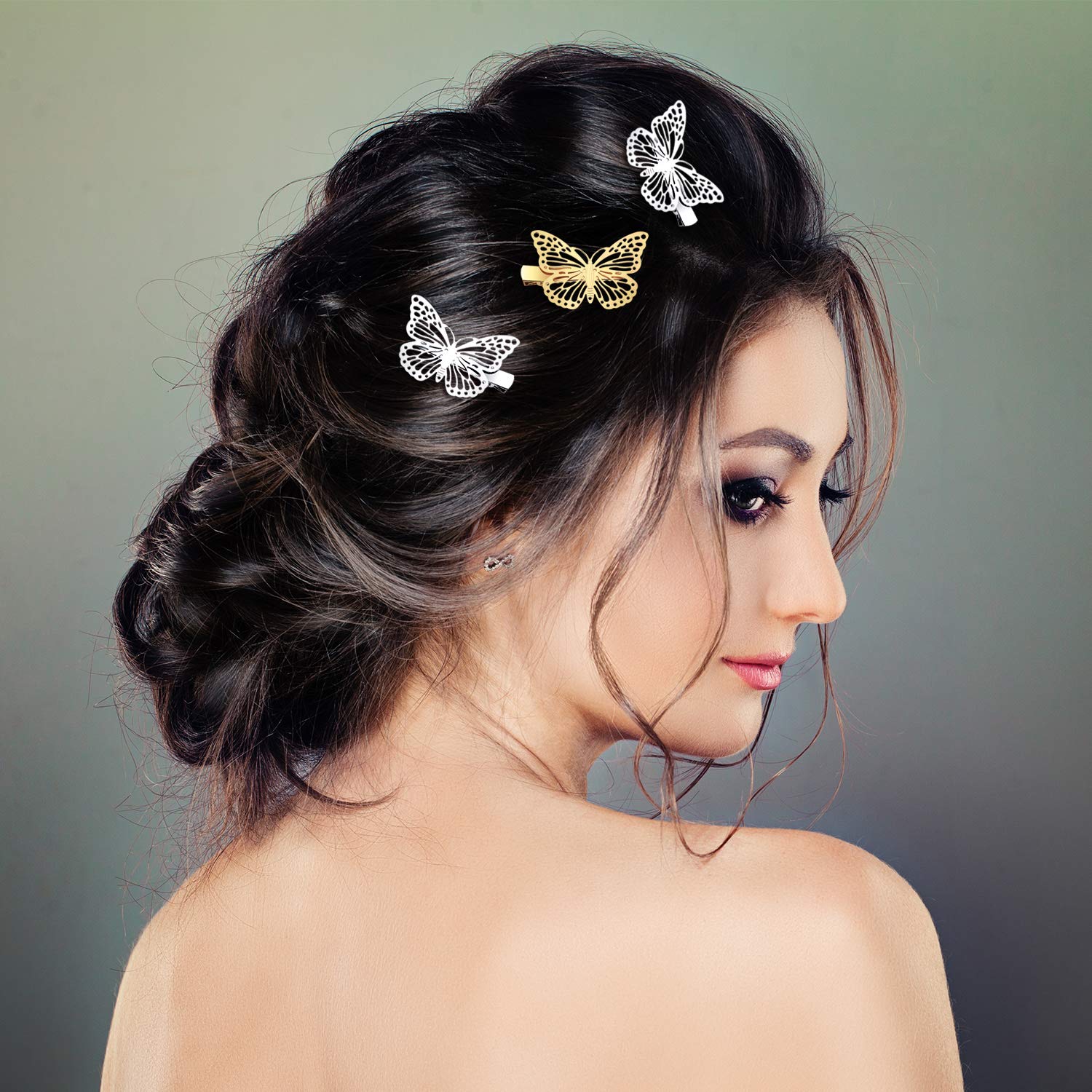 24-Piece Gold Butterfly Hair Clips Set - WILLBOND Metallic Hollow Hairpins for Women & Girls (12 Left & 12 Right Styles) - Perfect for Weddings, Parties & Everyday Hair Accessories