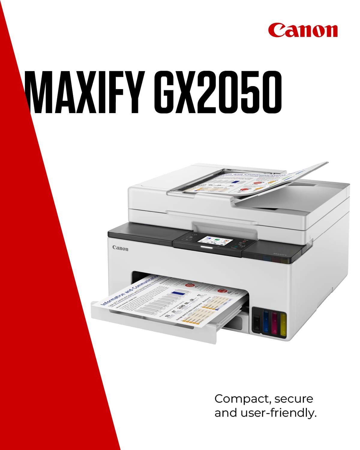 Canon MAXIFY GX2050 Wireless All-in-One Inkjet Printer with MegaTank - Color Printer, Scanner, Copier & Fax for Home & Office | WiFi, Ethernet, USB Connectivity | A4 Printing | Ideal for Home Office, Small Business & Remote Work