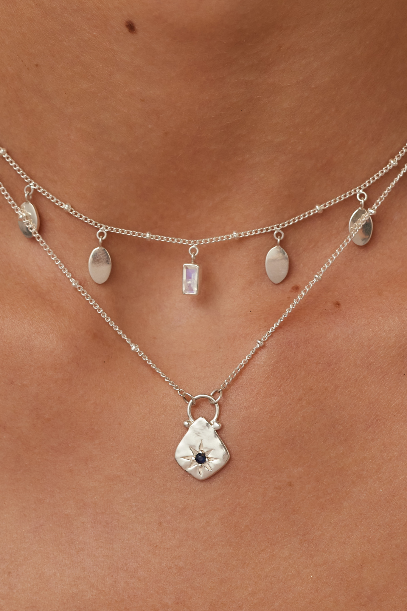 Handmade Sapphire Star Hammered Silver Necklace for Women - Elegant Boho Jewelry Gift for Birthday, Anniversary & Special Occasions