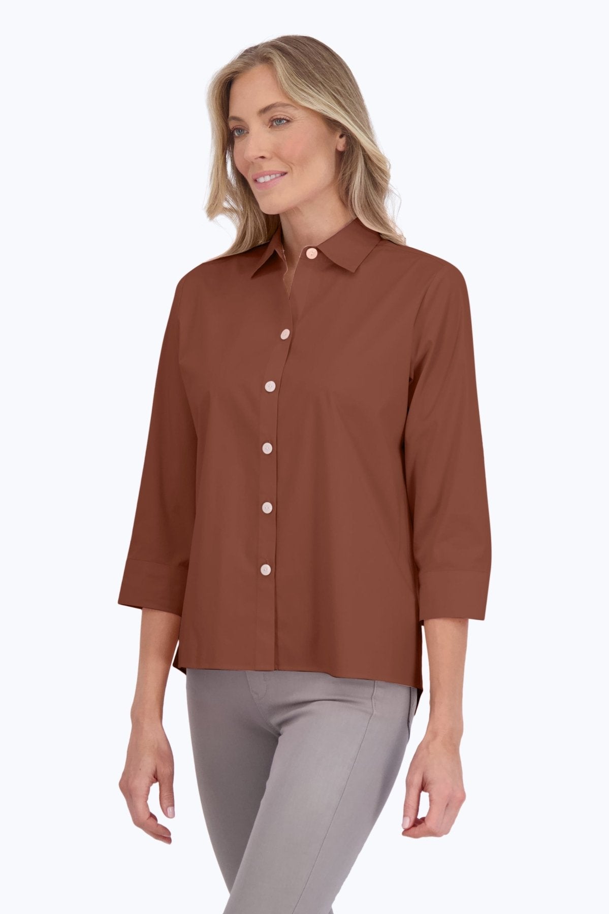 Kelly No Iron Stretch 3/4 Sleeve Wrinkle-Free Blouse for Women - Perfect for Office, Business Casual & Travel Outfits