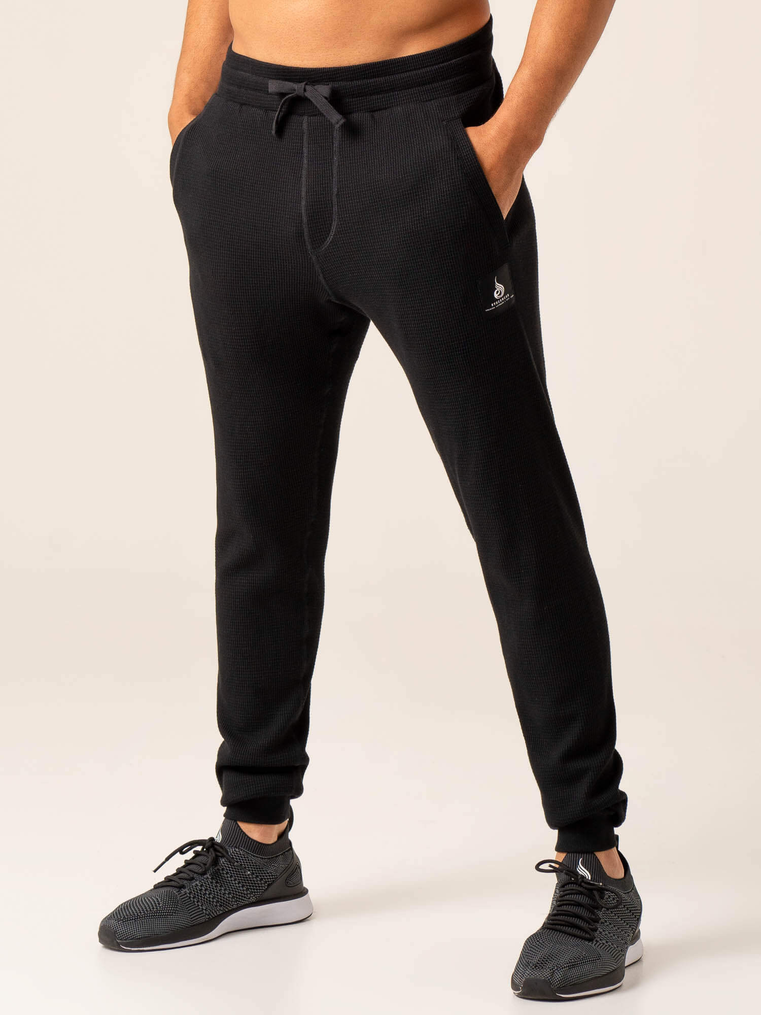 Men's Waffle Lounge Pants - Soft & Comfortable Black Sleepwear for Relaxing at Home | Cozy House Pants for Lounging, Sleeping & Yoga