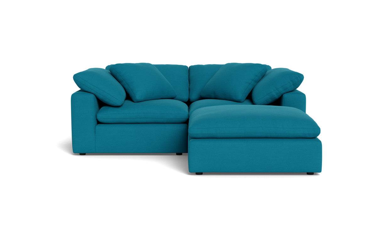 Fluffy 2-Piece Sectional Sofa with Ottoman - Soft Plush Fabric Living Room Couch for Cozy Home, Apartment, or Dorm Comfort - Perfect for Lounging, Movie Nights & Small Spaces