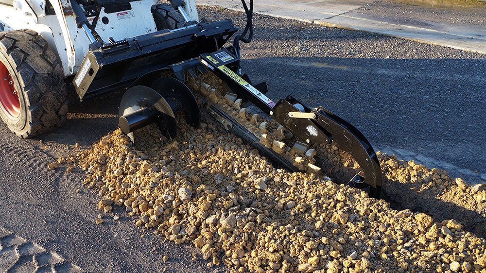 Blue Diamond® Skid Steer Trencher Attachment - Heavy Duty Excavator Digging Tool for Construction & Landscaping | Perfect for Trenching, Utility Installation & Farm Work