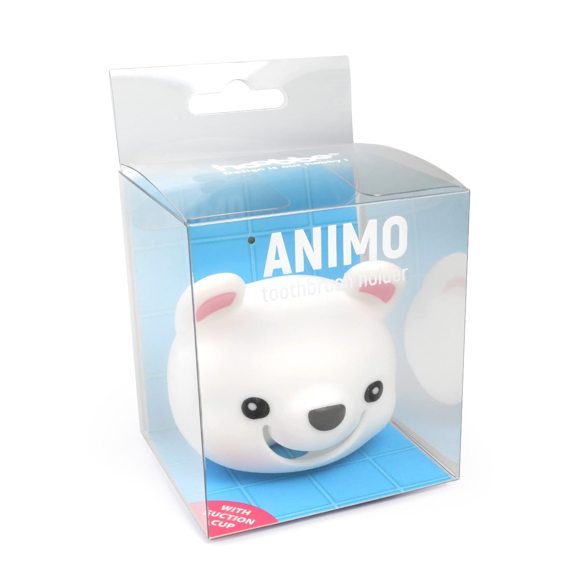 Hoobbe Polar Bear Toothbrush Holder for Kids - Bathroom Organizer with Suction Cup for Mirror/Wall Mounting
