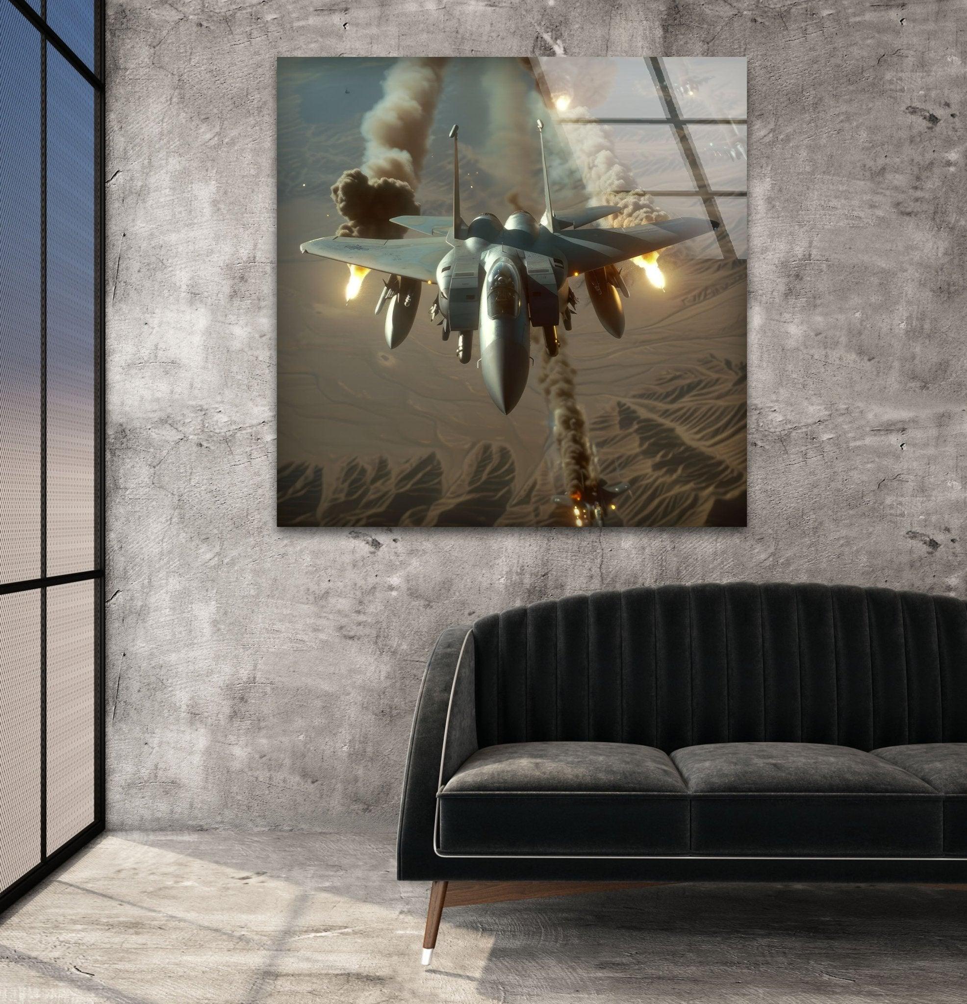 McDonnell Air Force Tempered Glass Wall Art - Military Themed Home Decor for Living Room, Office & Man Cave