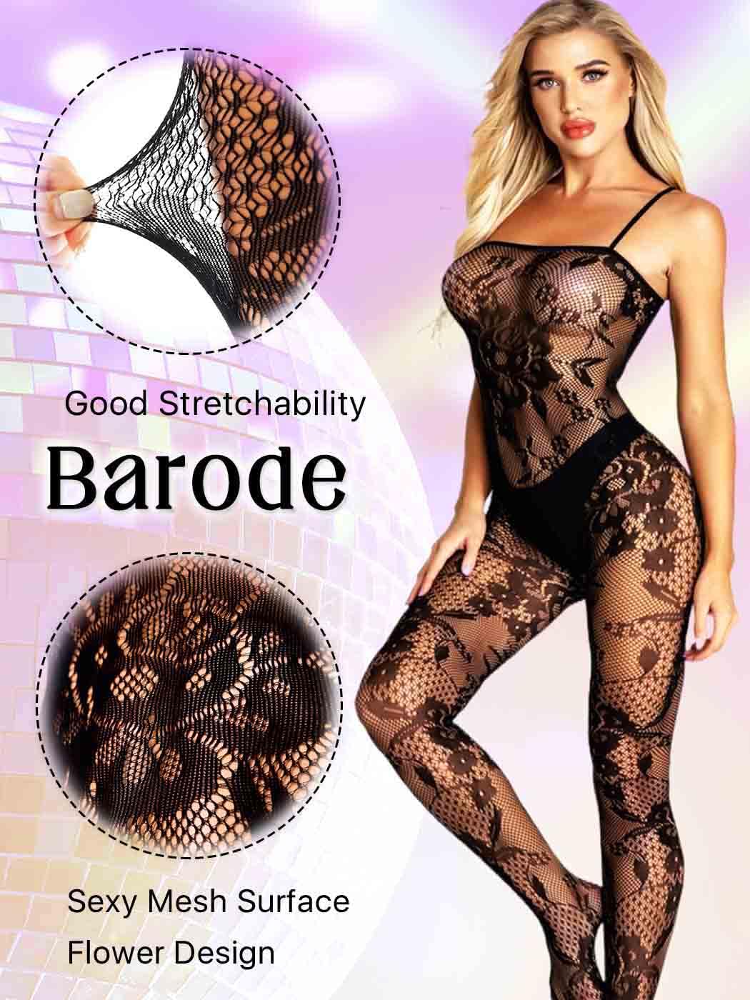 Barcode Women's Fishnet Bodysuit - Sexy Mesh Lingerie Set, Stretchy Body Stockings for Women, Babydoll Teddy Sleepwear - Perfect for Valentine's Day, Boudoir Photoshoots & Romantic Nights