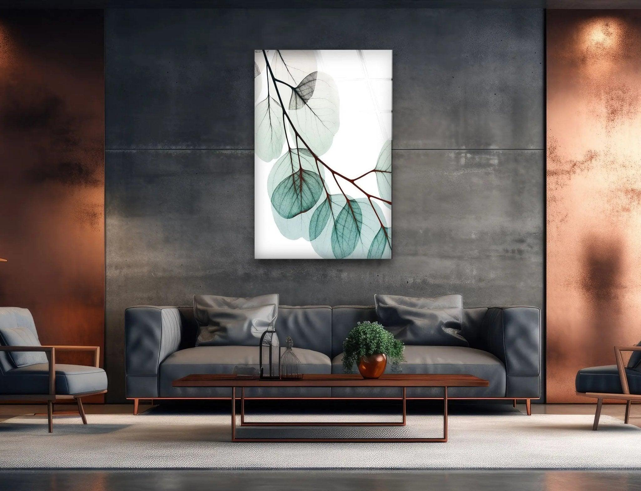 Albert Koetsier Xray Eucalyptus Glass Wall Art - Modern Botanical Decor for Living Room, Bedroom & Office - Unique Home Decor Gift Idea