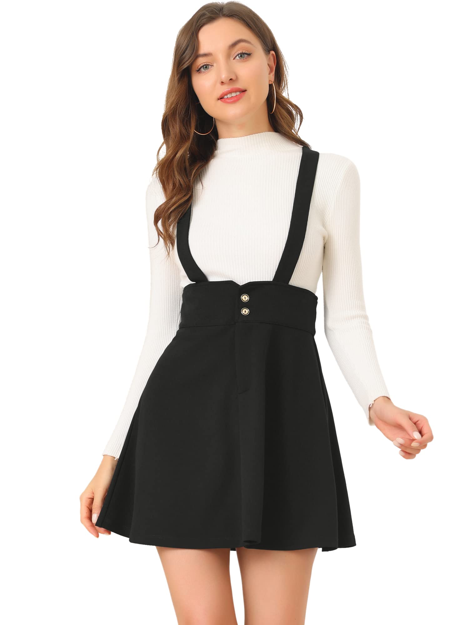 Allegra K Women's Adjustable Strap Fit and Flare Short Suspender Skirt - Casual Summer Dress with Pockets | Perfect for Beach Outings, Picnics, and Weekend Brunch