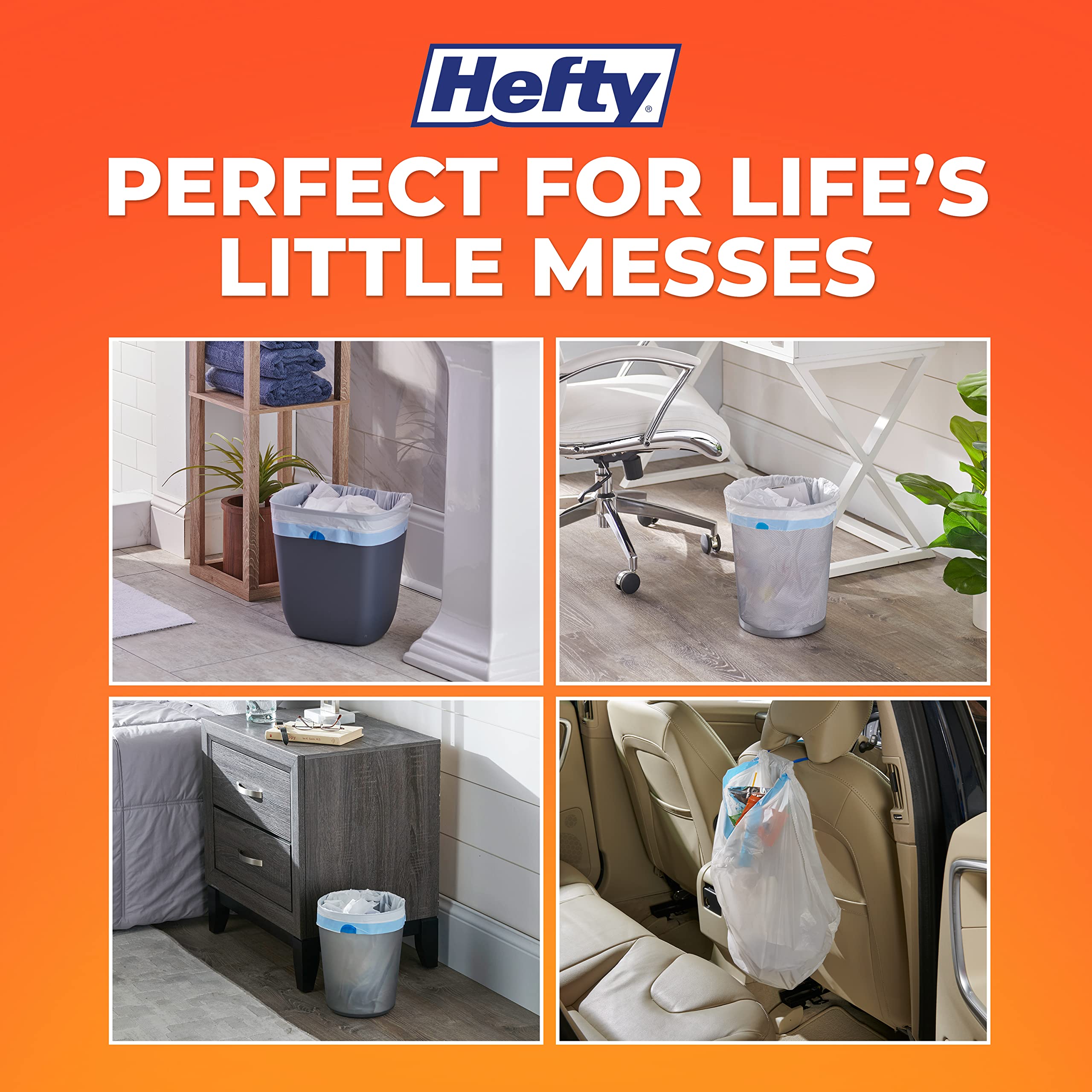 Hefty Small Trash Bags 4 Gallon - 34 Count Scented with Fabuloso Fragrance | Perfect for Bathroom, Office & Car Waste Bins | Odor Control & Leak Protection