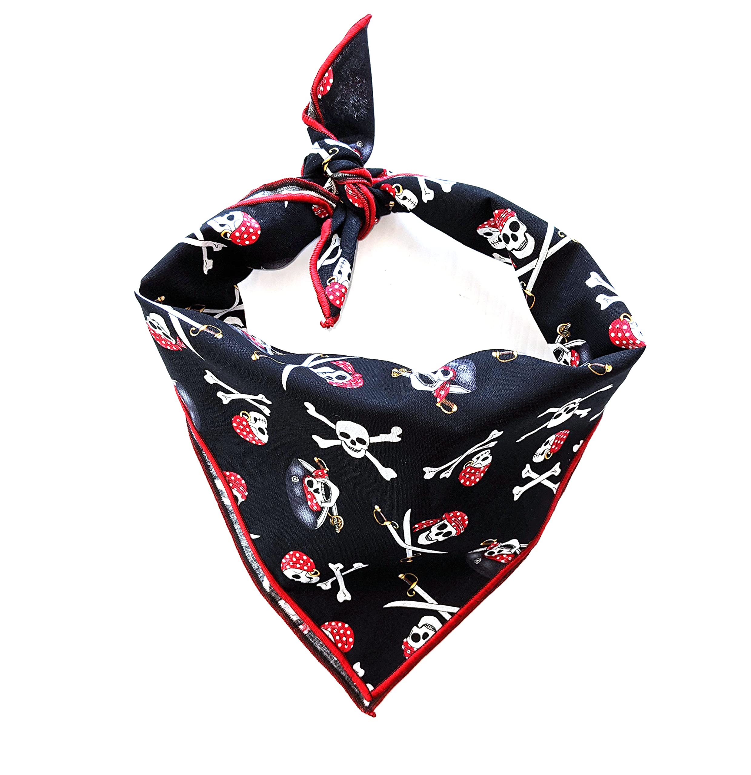 Pirate Skull & Bones Dog Bandana - Adjustable Triangle Pet Bandana for Dogs & Cats, X-Large Pet Neckwear for Halloween, Pirate Parties & Costume Events - Perfect for Pet Photos, Dress-Up & Themed Occasions