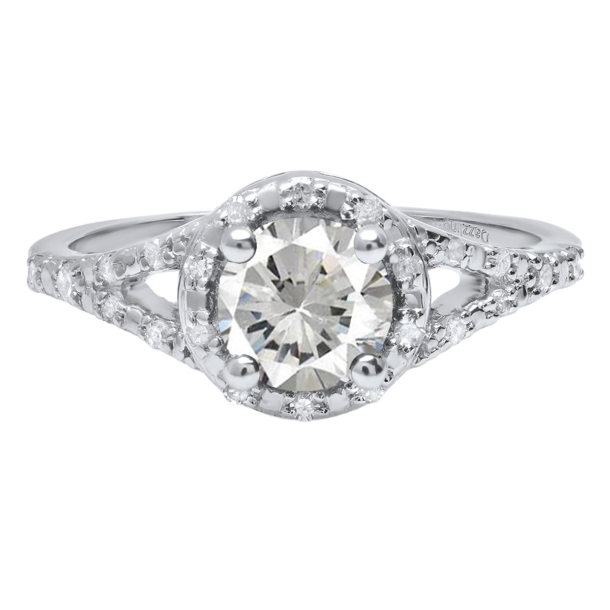 Dazzlingrock 6mm Round Lab-Created Gemstone & White Diamond Engagement Ring for Women, Sterling Silver - Perfect for Proposals, Anniversaries, and Special Occasions