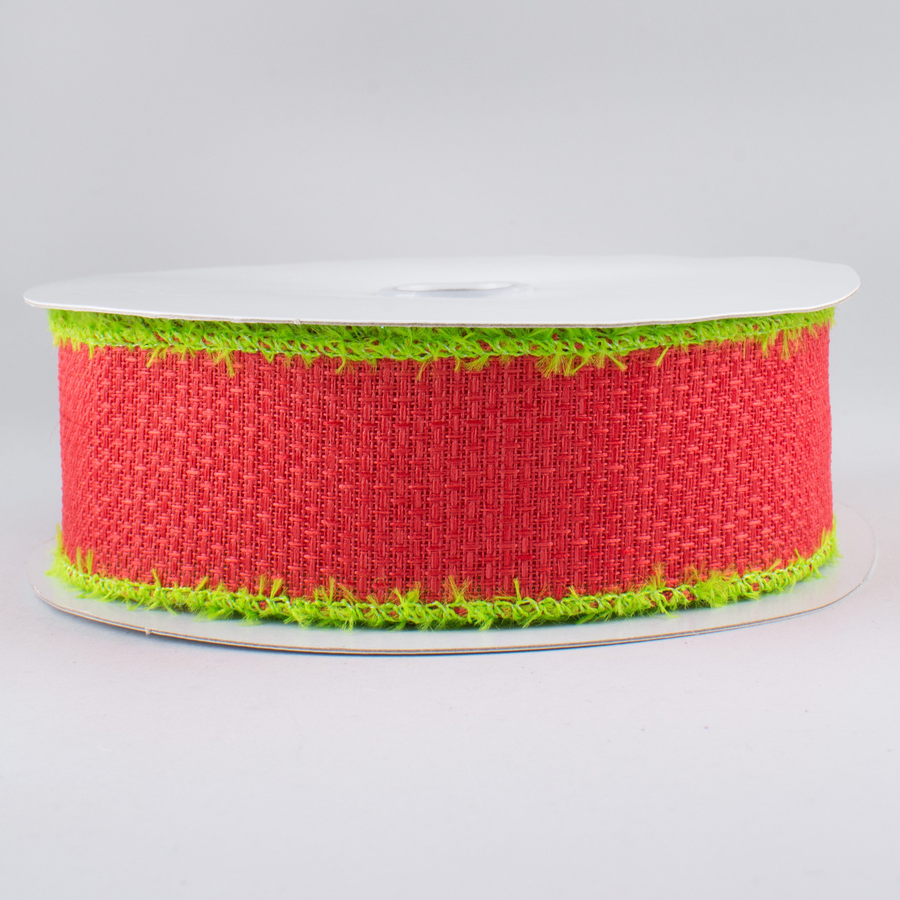 1.5 Inch Chenille Edge Ribbon - Red & Fresh Green Decorative Ribbon (10 Yards) for Gift Wrapping, DIY Crafts, and Holiday Decorations
