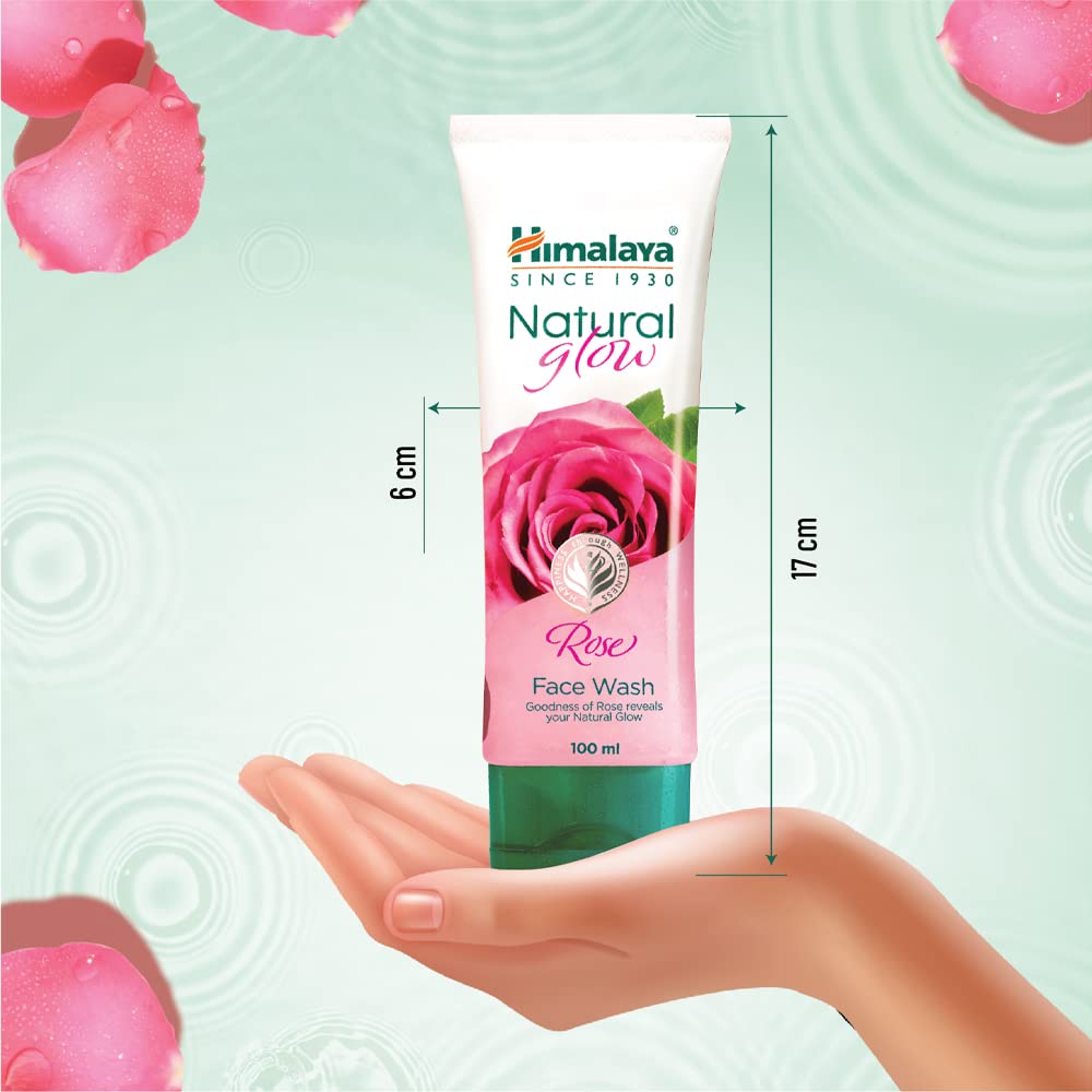 Himalaya Natural Glow Rose Face Wash - 100ml for Radiant Skin | Gentle Cleanser with Rose Extracts | Perfect for Daily Skincare Routine & Sensitive Skin Care