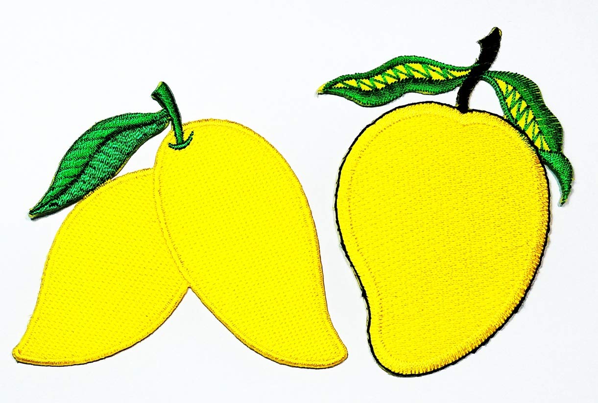 Umama 2-Pack Cute Yellow Mango Fruit Embroidered Iron-On/Sew-On Patches for Clothing, DIY Crafts & Decorative Repair | Perfect for Kids Clothes, Backpacks & Denim Jackets