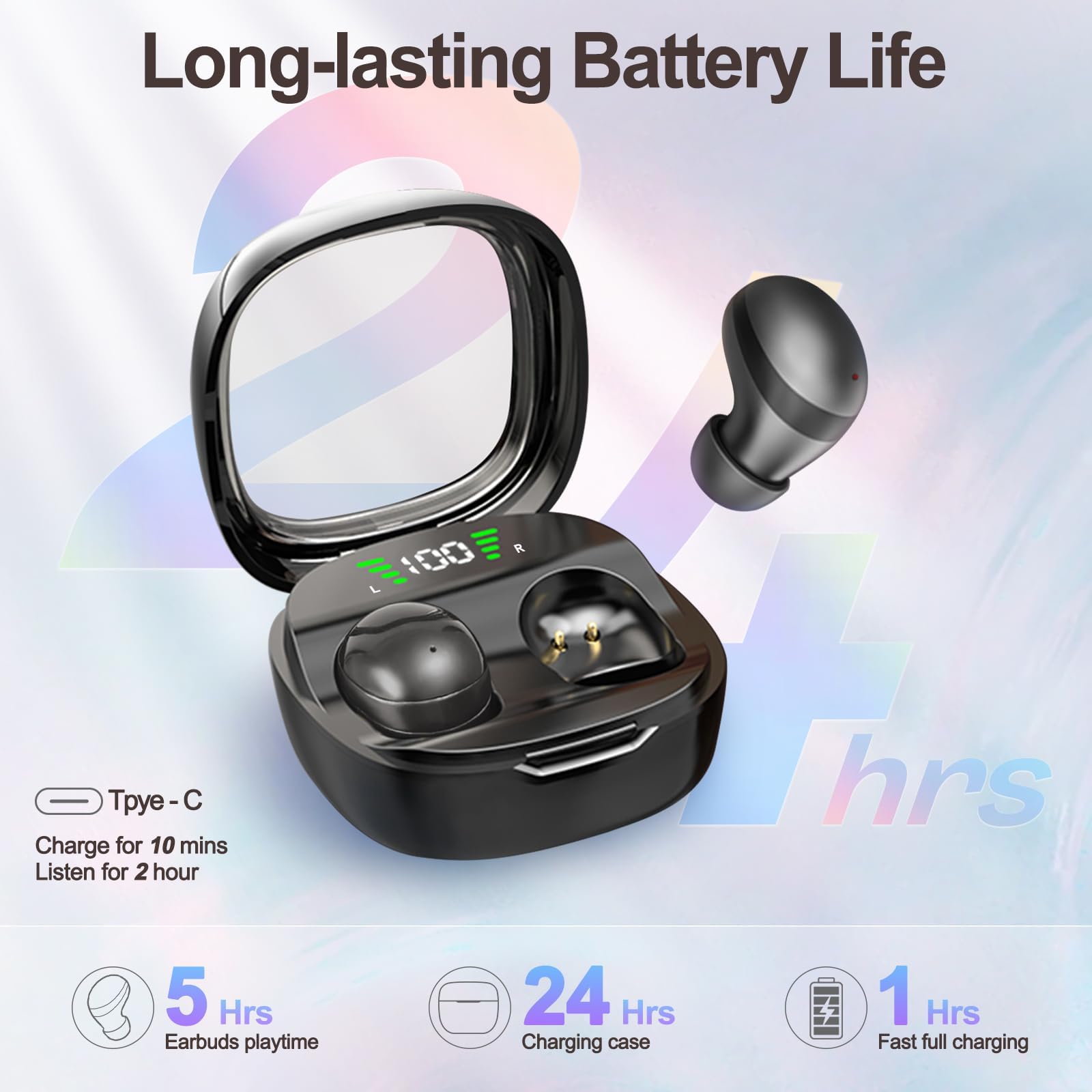 Mini Invisible Wireless Bluetooth Earbuds for Small Ears - Sleep Headphones for Side Sleepers, Hidden Work Earbuds with Comfort Fit - Perfect for Sleeping, Sports, Office & Travel (Black)