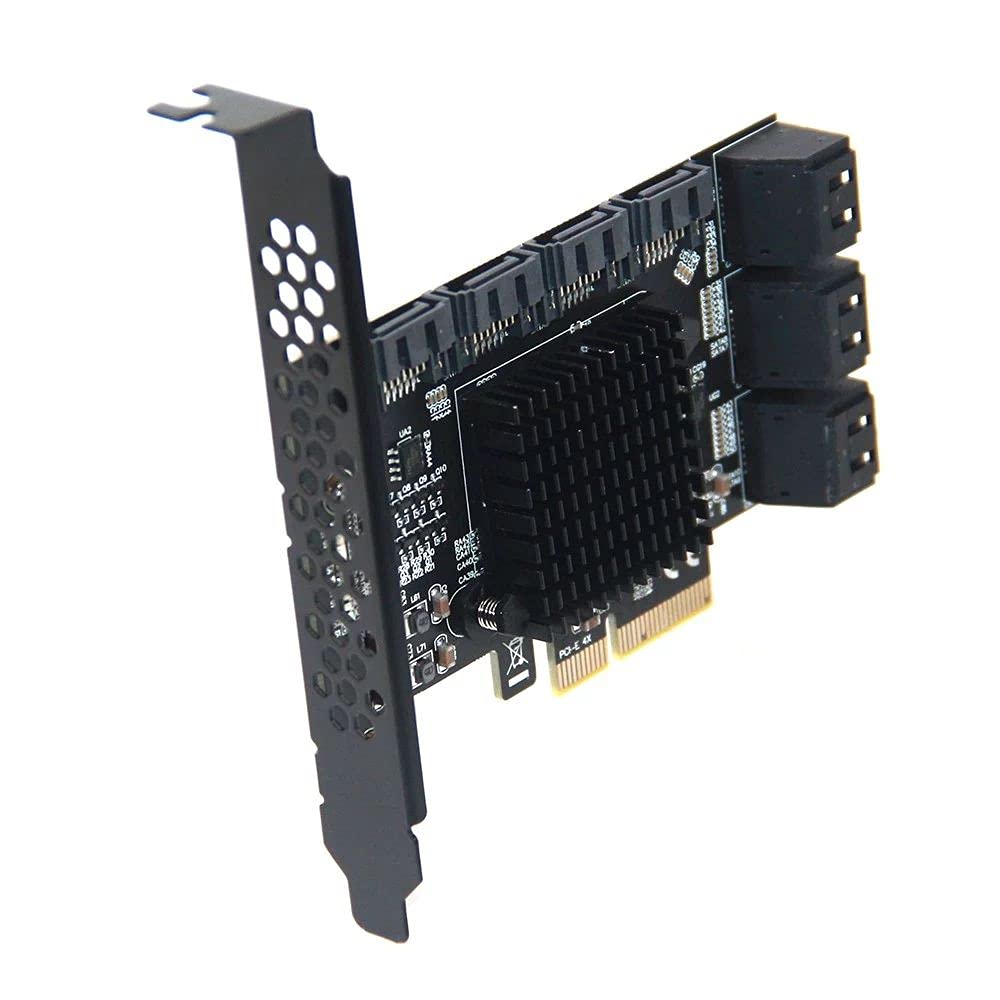 PCIe 4X to 10 Port SATA 3.0 Adapter Card - 6Gbps Expansion Card with LED Indicators & Aluminum Heatsink for Desktop PC - Ideal for Data Storage, RAID Arrays & Server Upgrades