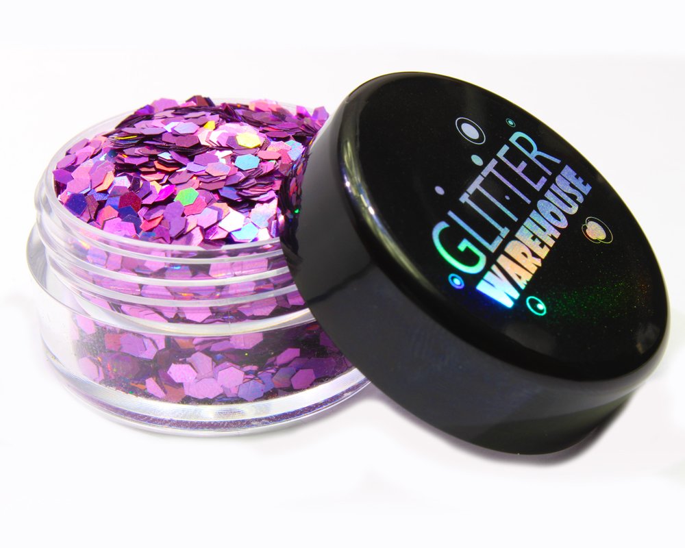 2mm Chunky Rose Pink Holographic Glitter Powder - Cosmetic Grade Loose Glitter for Face, Body, Hair, Nails - Festival Makeup, Eye & Lip Art (50g Resealable Bag) | Perfect for Rave Outfits, Festival Looks, Nail Designs & DIY Crafts