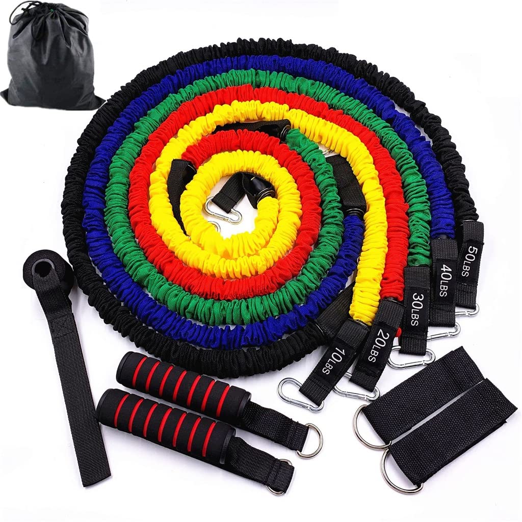 11-Piece Resistance Bands Set for Strength Training, Yoga & Home Workouts - Multi-Colored Elastic Fitness Bands (150lbs) | Perfect for Gym, Pilates, Physical Therapy & Full-Body Toning