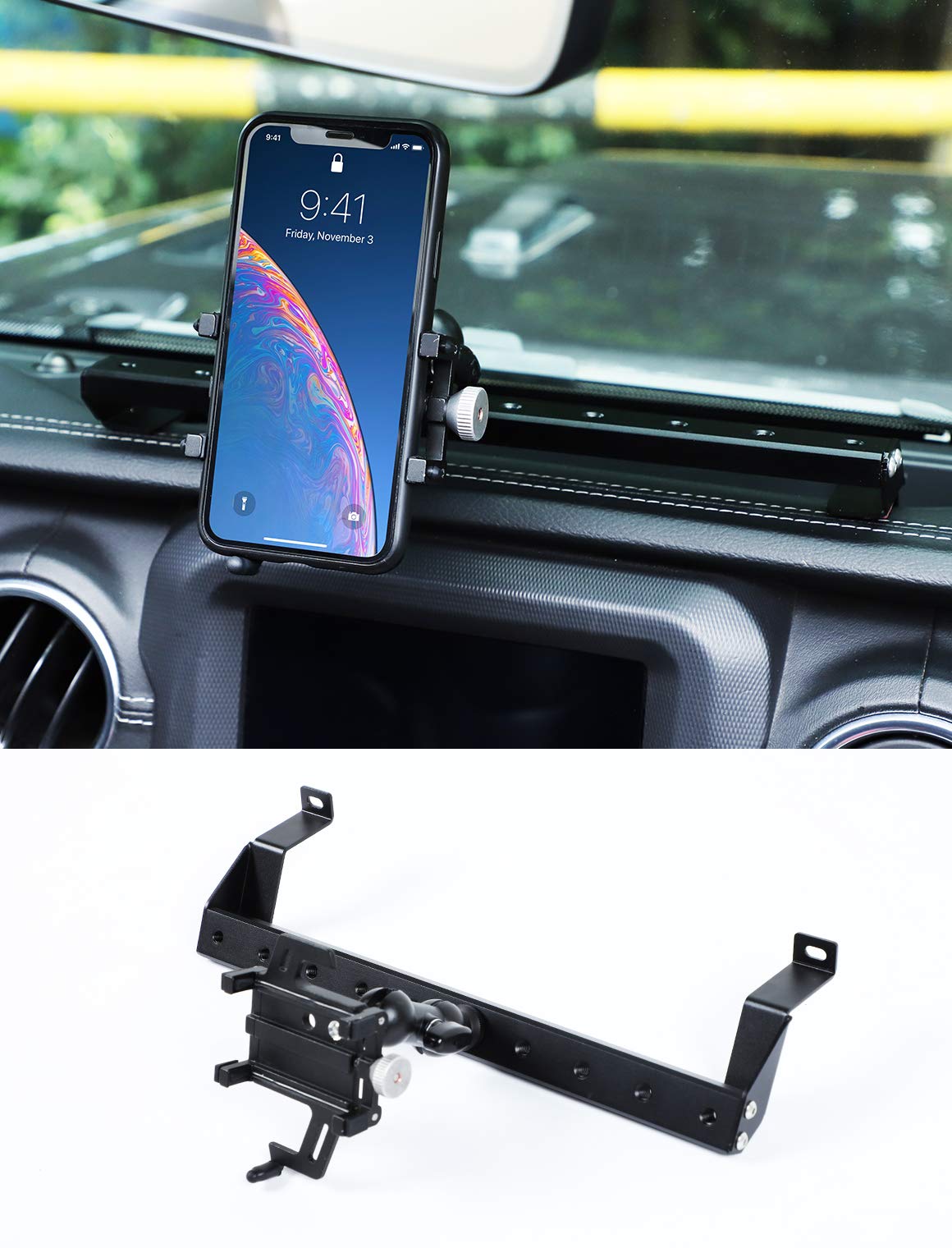 Savadicar JL & JT Metal Phone Holder - Universal Dash Cellphone Mount for 2018-2023 Jeep Wrangler JL JLU & Gladiator JT - Black Interior Accessories - Perfect for Off-Roading, Commuting & Hands-Free Navigation