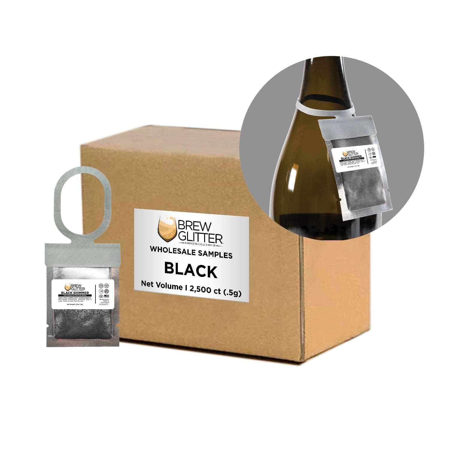 Black Brew Glitter® Necker - Bulk Wholesale Scarf for Women & Men | Perfect for Parties, Festivals, and Fashion Accessories