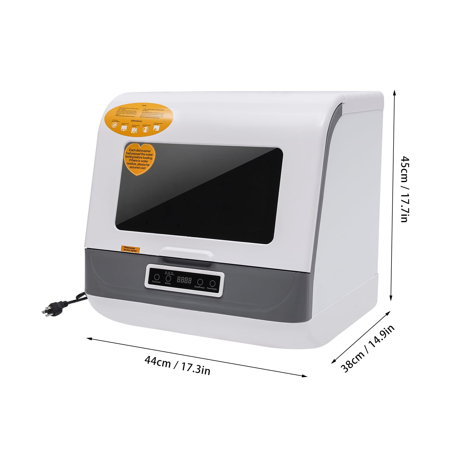 Portable Countertop Dishwasher 1200W 110V - Compact Mini Dishwasher with 3 Wash Programs, Air Dry & Microcomputer Control - Large Capacity for House, Apartment, Dorm - Perfect for Small Kitchens, RVs & Tiny Homes