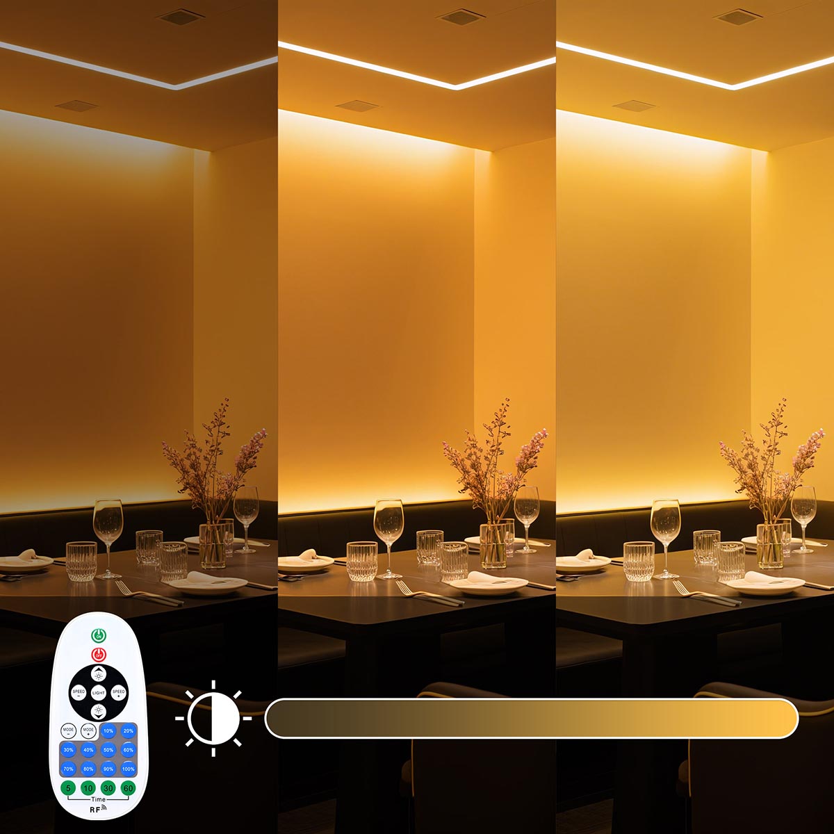 TheLAShop LED Neon Light with RF Remote Control - 110V Warm White Glow for Home, Bar, Wedding & Party Decor