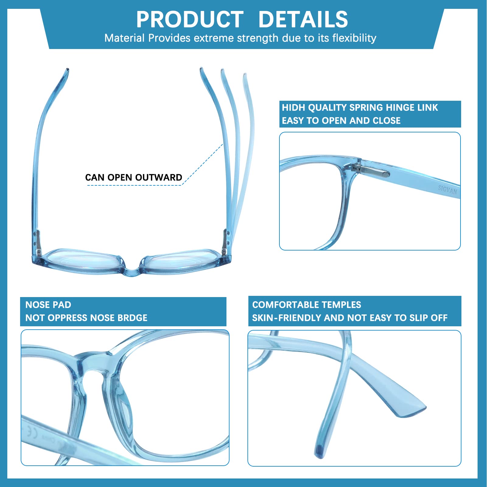 SIGVAN Blue Light Blocking Computer Glasses for Women & Men - Anti Glare Reading Glasses with Spring Hinge - Progressive Multifocal Lenses for Digital Eye Strain Relief - Perfect for Office Work, Gaming & Screen Time