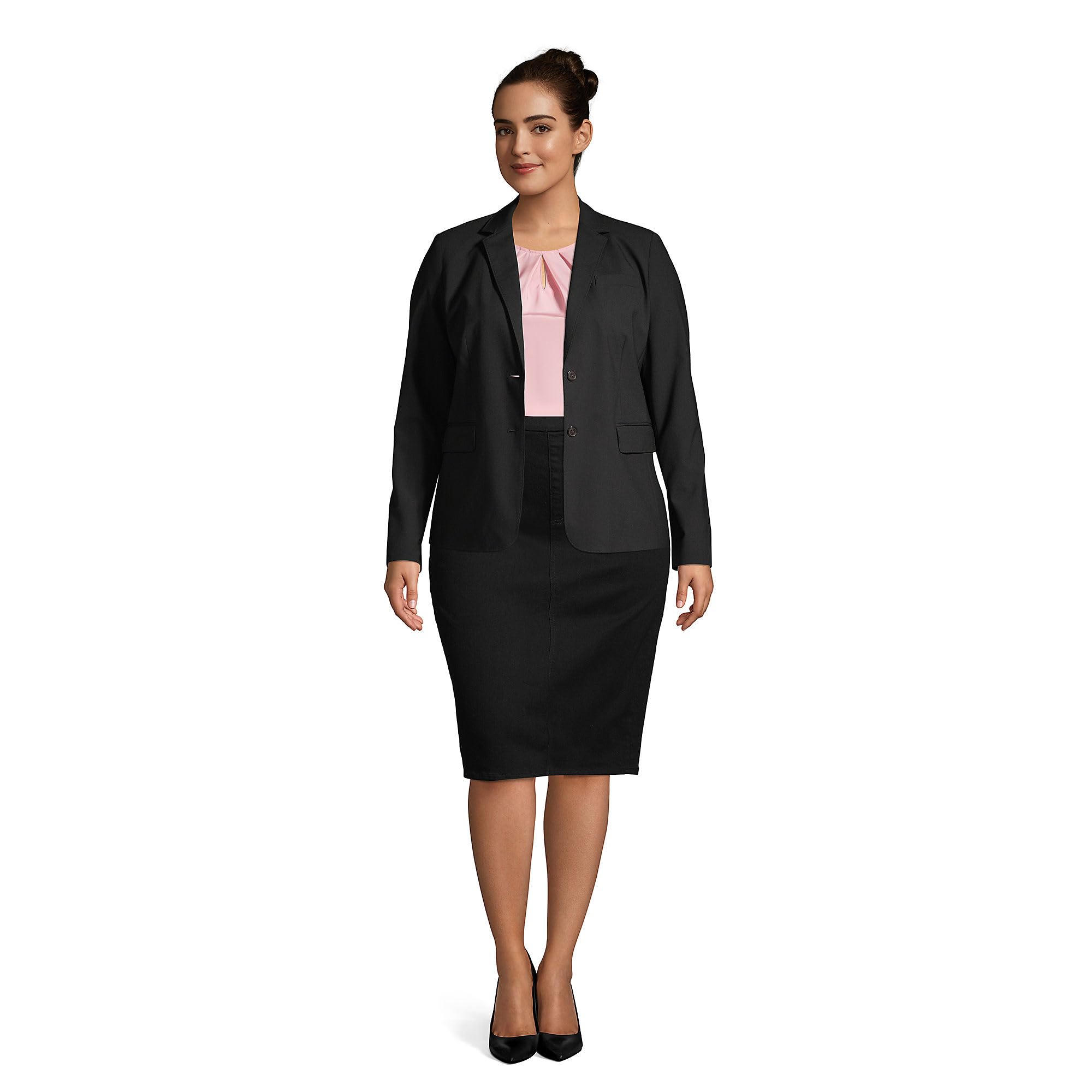 Lands' End Women's Washable Wool Blazer - Classic 2-Button Jacket for Office, Business & Formal Wear | Machine Washable & Durable