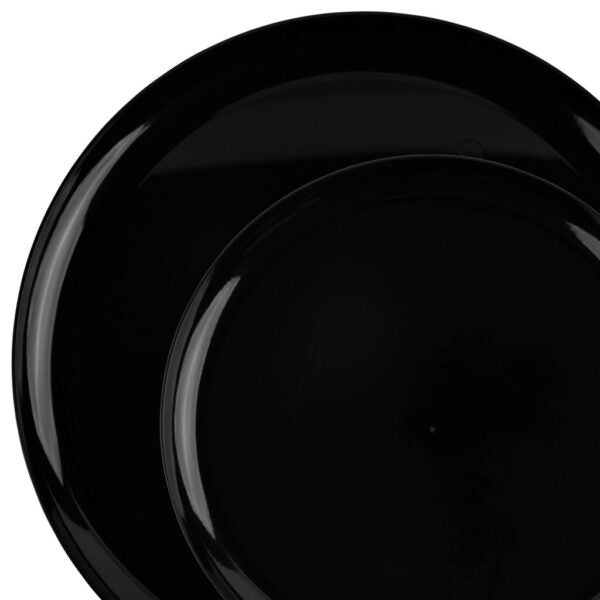 Premium Black Round Plastic Plates - 10 Pack Set for Elegant Dining, Parties & Outdoor Events - Durable & Stylish Dishware for Home, Restaurant & Catering Use