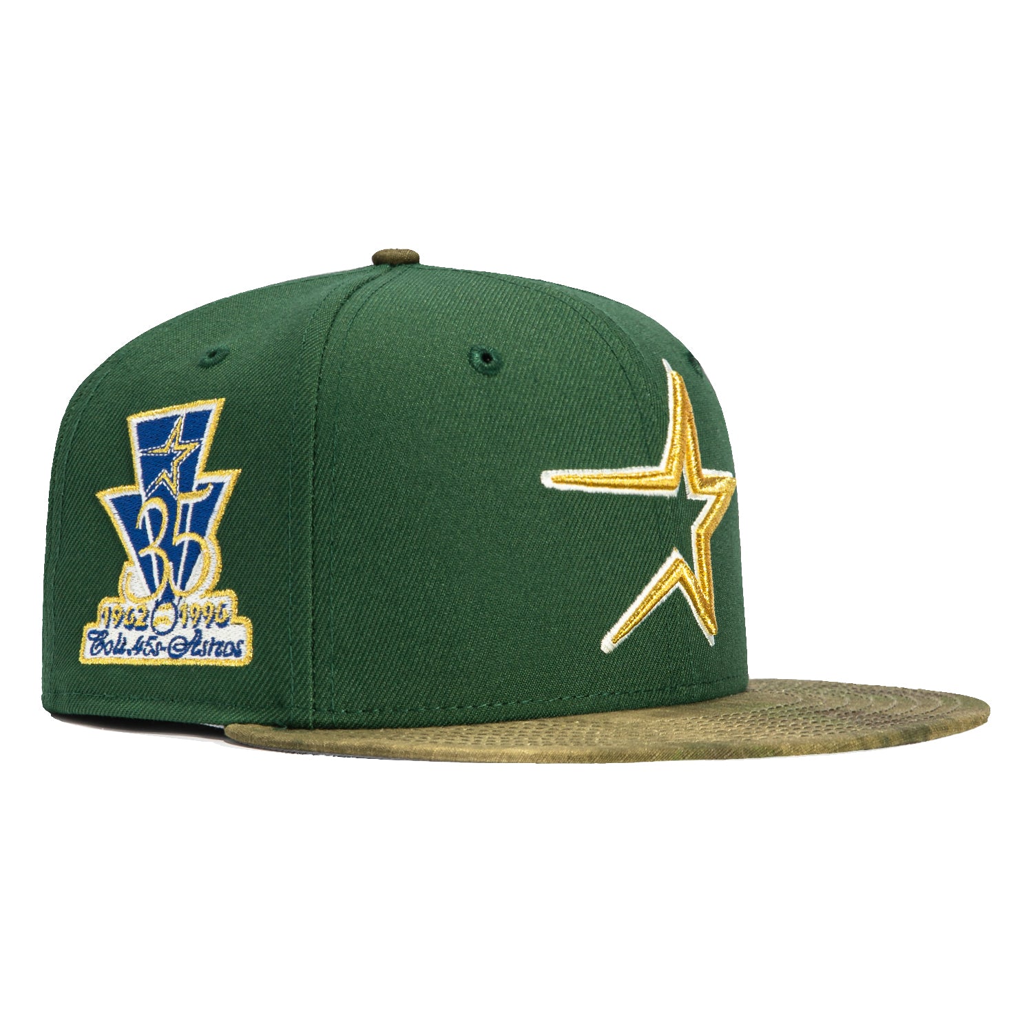 New Era 59Fifty Houston Astros 35th Anniversary Patch Hat - Water Color Camo Green - Adjustable Baseball Cap for Men & Women - Perfect for Games, Outdoor Activities & Streetwear Fashion