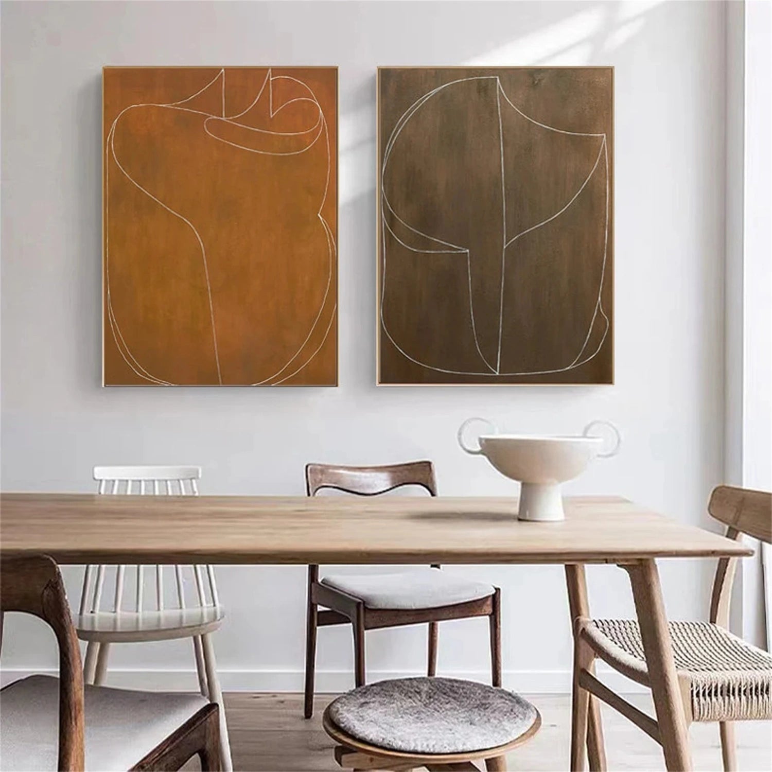 Abstract Painting Set of 2 - Modern Wall Art for Living Room & Bedroom Decor - #AB 274