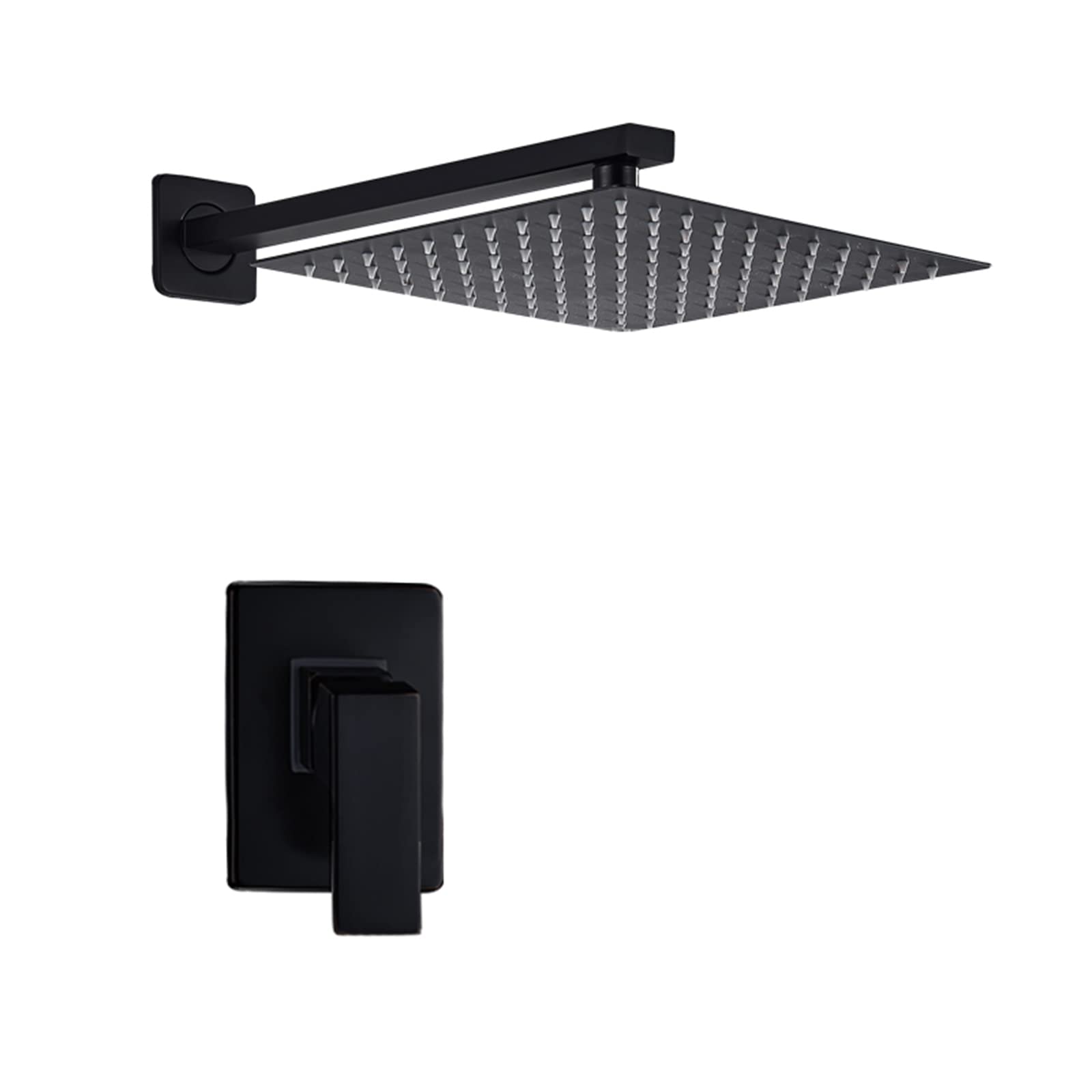 Premium Matte Black Wall Mounted Shower System - Concealed Faucet Set with 12