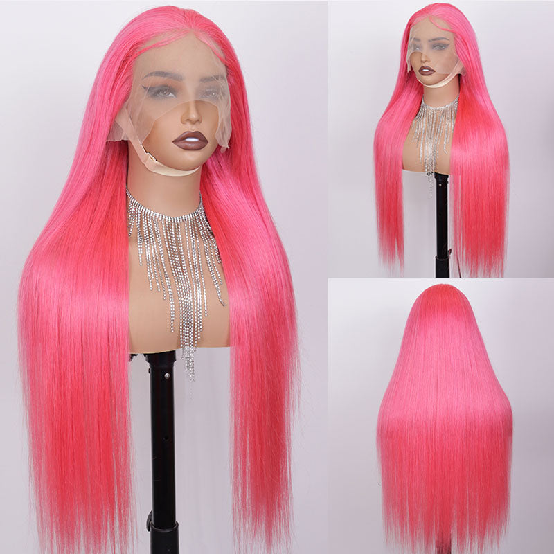 Eullair #613 Blonde Lavender Purple Pink Grey Straight Human Hair Wig with 13x4 Transparent Lace Frontal for Women | Perfect for Cosplay, Daily Wear & Special Occasions
