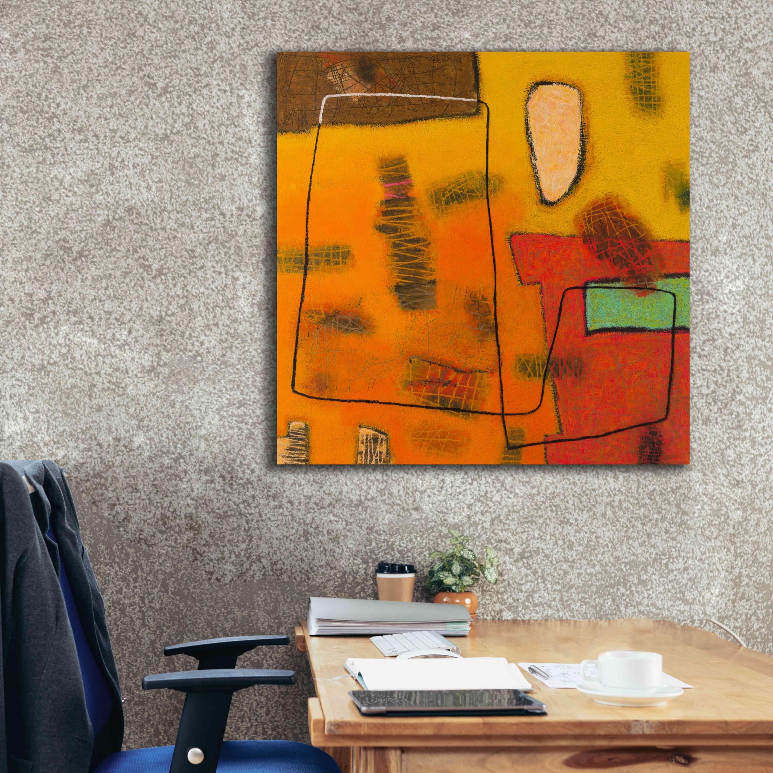 Epic Graffiti 'Conversations in the Abstract 31' by Downs - 37x37 Inch Giclee Canvas Wall Art Print - Modern Abstract Graffiti Painting for Living Room, Bedroom & Office Decor