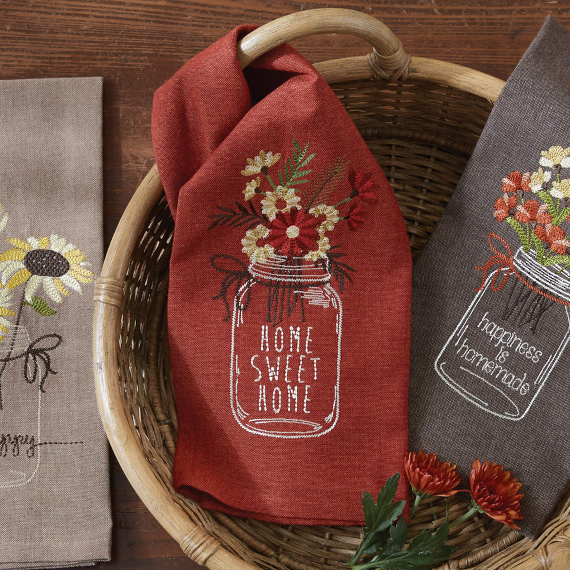 Park Designs Home Sweet Home Mason Jar Kitchen Towel - Absorbent Cotton Dish Towels for Drying Dishes & Decor - Farmhouse Style Kitchen Decor & Hand Towels for Bathroom