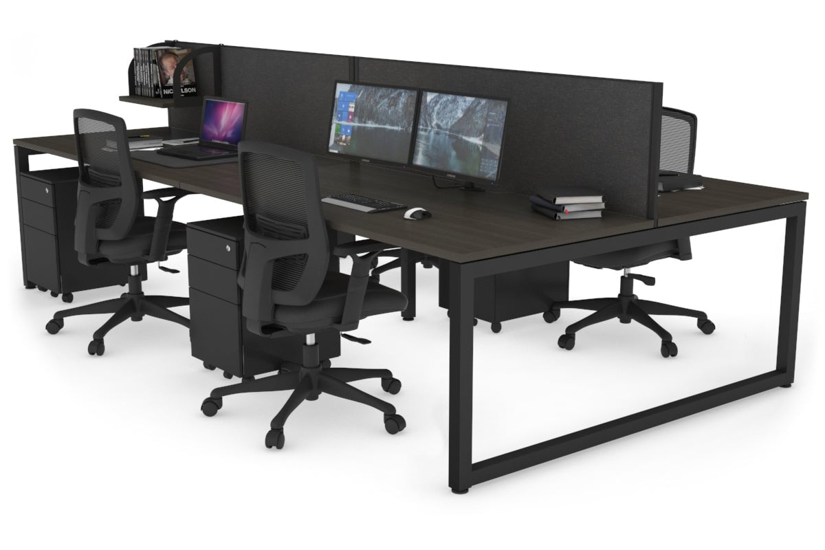 Quadro Loop Legs 4 Person Office Workstation - 1800L x 800W with Cable Management Scallop - Ideal for Collaborative Workspaces & Open Office Environments