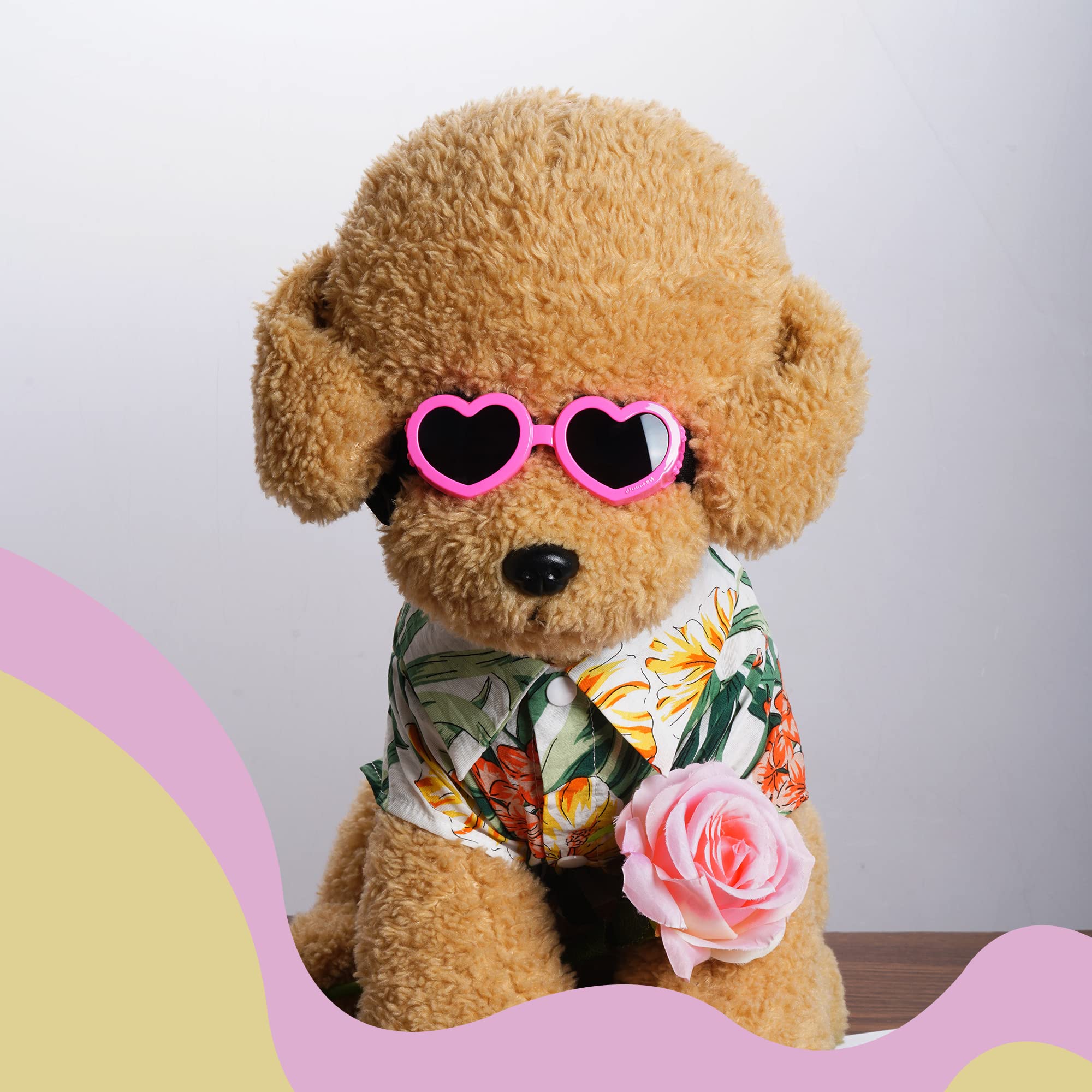 **Choyaxo UV Protection Dog Goggles for Small Breeds – Heart-Shaped Windproof Anti-Fog Dog Sunglasses with Adjustable Strap – Ideal for Motorcycle Rides, Outdoor Adventures & Sunny Days (Pink)**