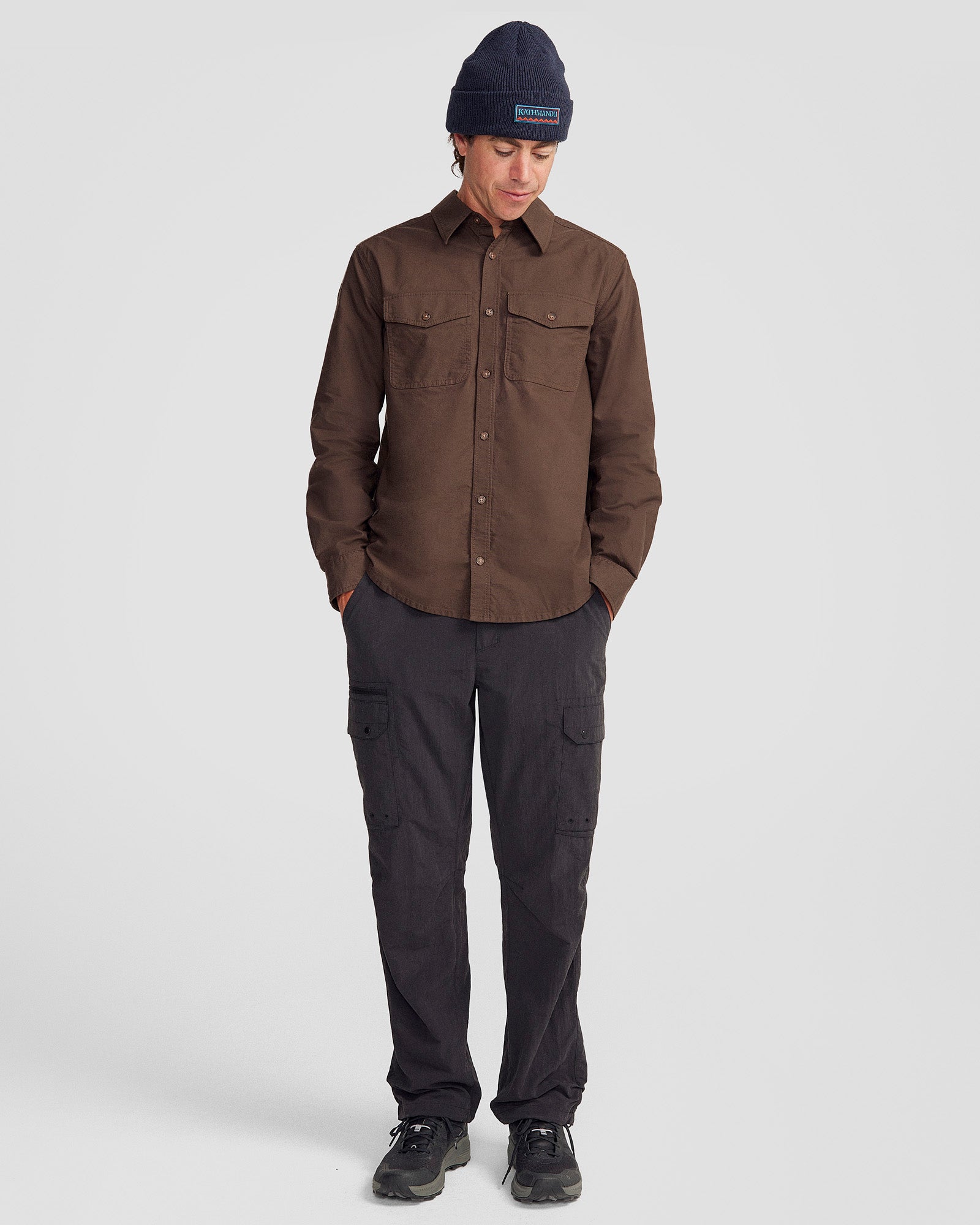 Vander HT Men's Long Sleeve Casual Shirt - Breathable Comfort Fit Button Down Shirt for Work & Outdoor | Cold Brew Coffee Inspired Design | Perfect for Office, Travel & Date Nights