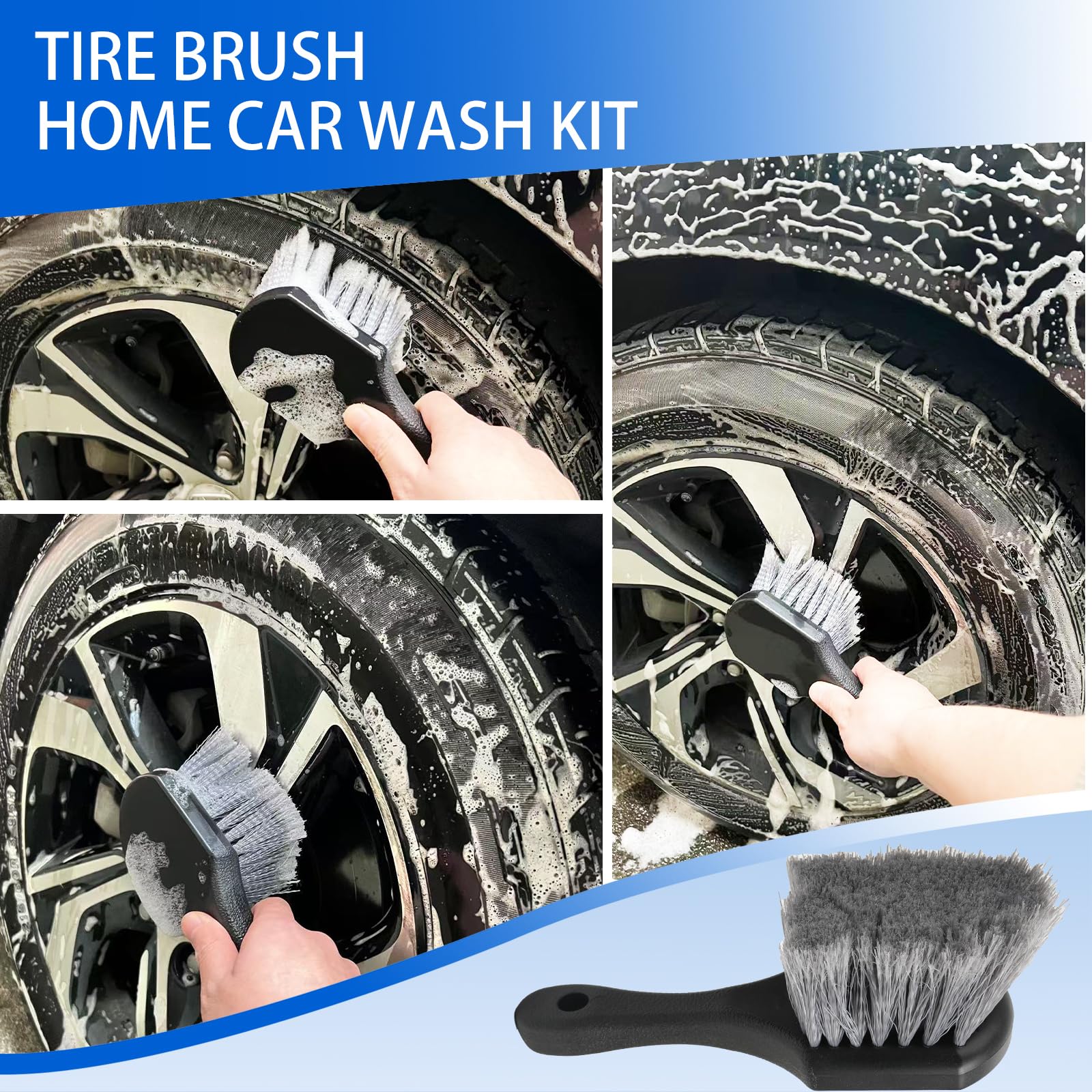 18-Piece Car Cleaning Kit for Interior & Exterior Detailing - Includes Drill Brush, Wash Mitt, Tire Brush, Sponge & Microfiber Towels - Complete Car Wash Tool Set for Dashboard, Air Vents & Wheels Cleaning - Perfect for DIY Auto Detailing & Professional Car Care