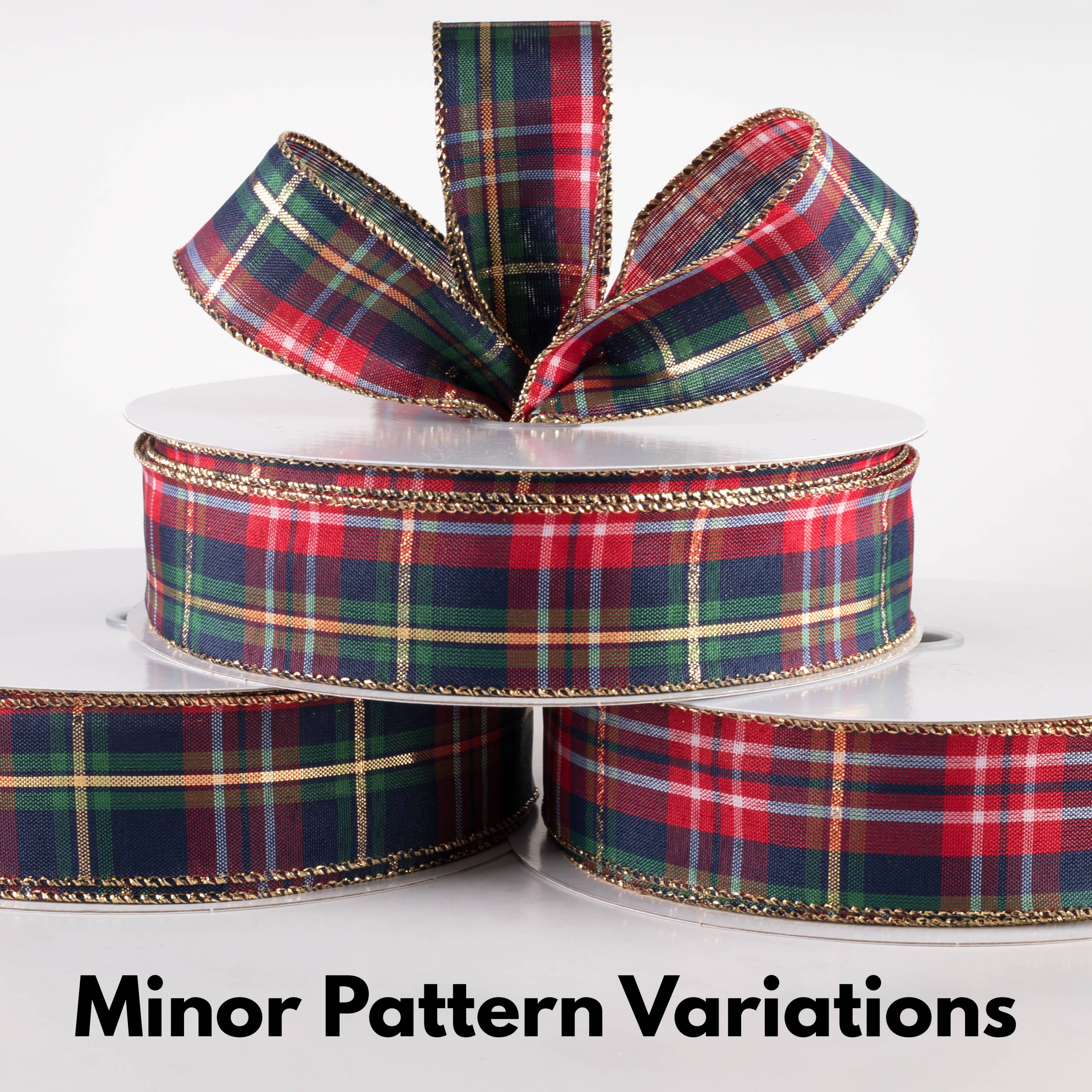 1.5 Inch Metallic Craig Plaid Ribbon - Navy, Red, Green (50 Yards) - Perfect for Gift Wrapping, DIY Crafts, Holiday Decorations and Scrapbooking