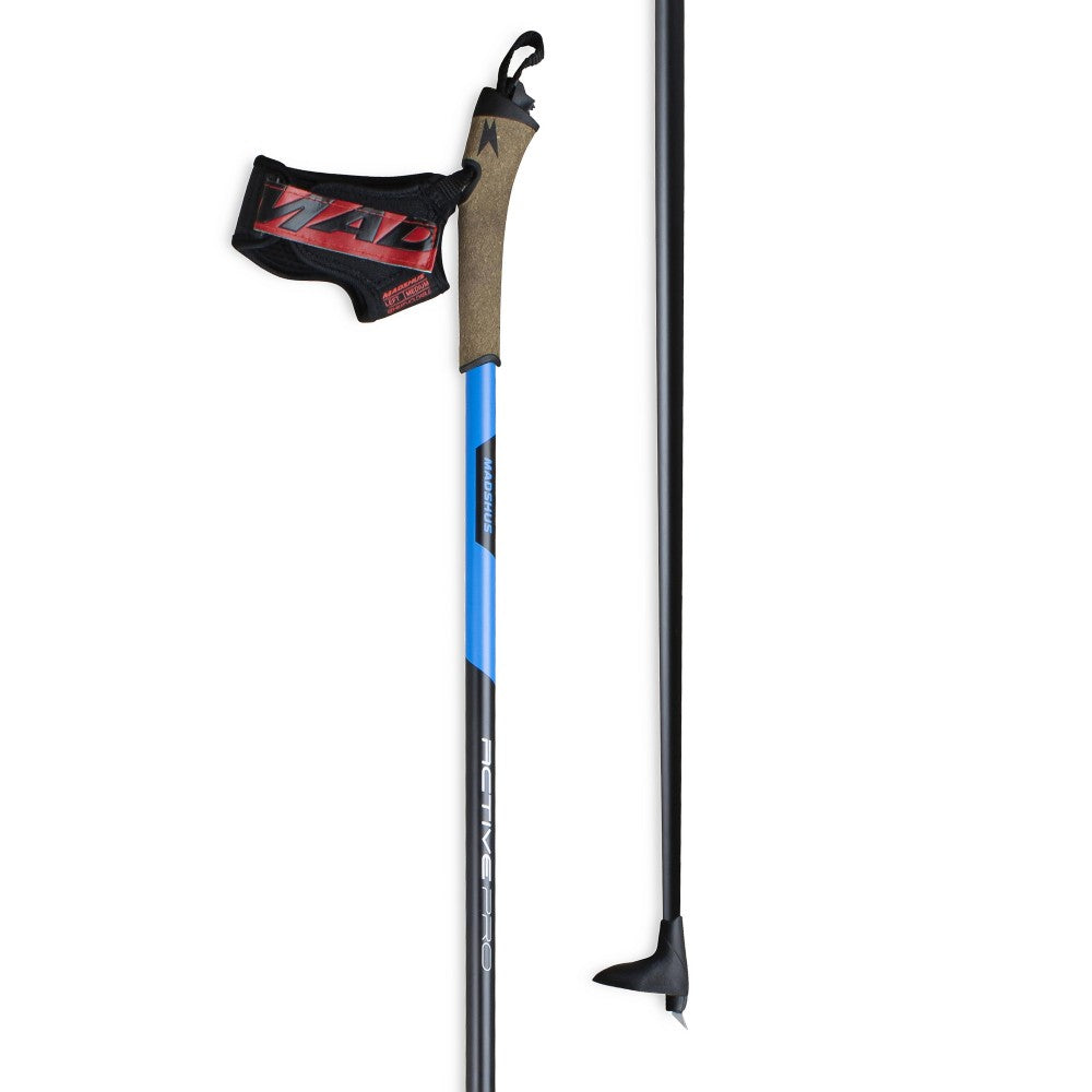 Madshus Active Pro Ski Poles - Lightweight Aluminum Adjustable Ski Poles for Men & Women - Perfect for Cross-Country Skiing, Backcountry Adventures & Winter Sports
