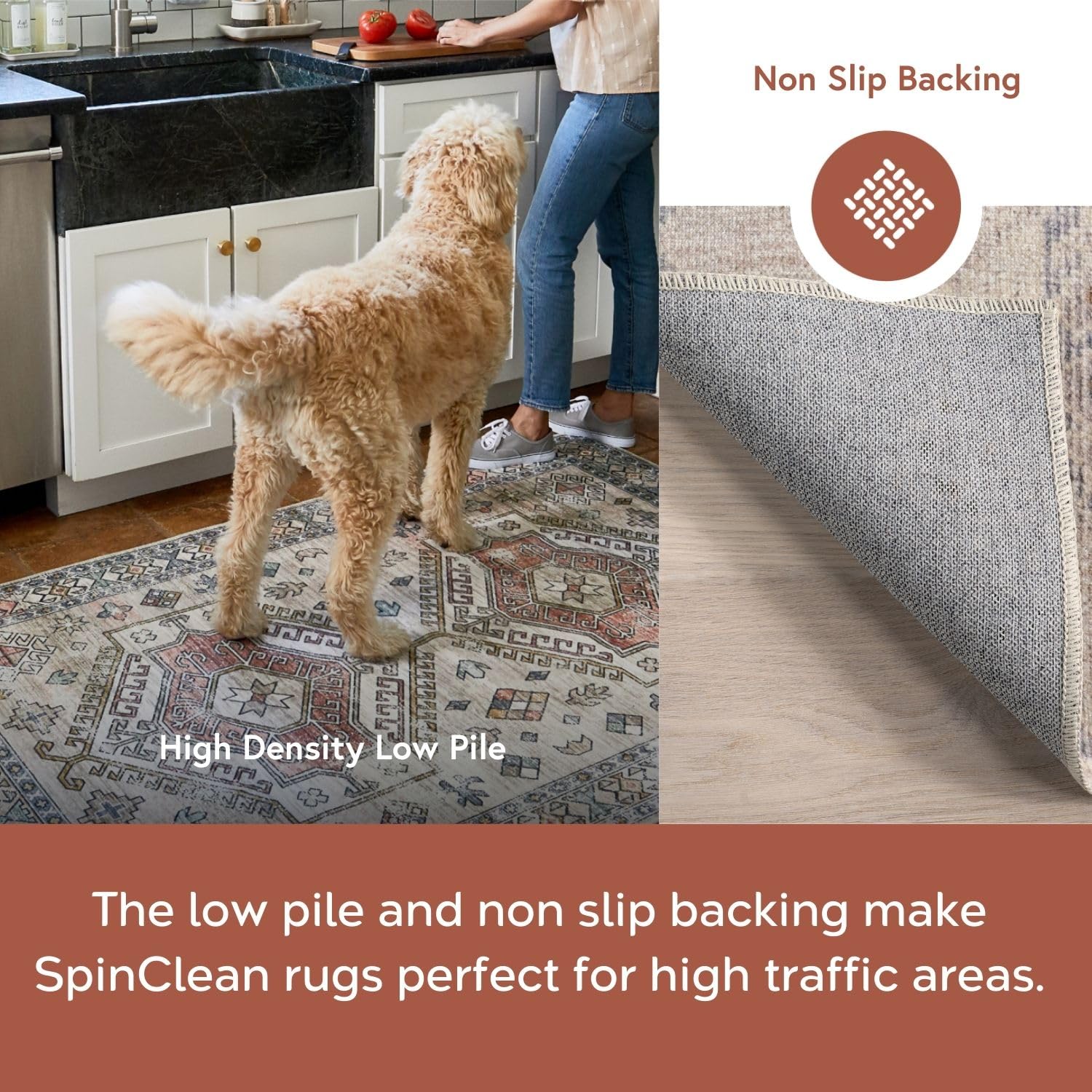 nuLOOM Krystin Medallion 4x6 Machine Washable Area Rug - Soft Beige/Ivory Indoor Rug for Living Room, Bedroom, Dining Room & Kitchen - Perfect for Home Decor, Family Gatherings & Pet-Friendly Spaces