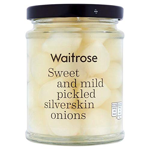 Waitrose Pickled Silverskin Onions 280g - Tangy Cocktail Garnish & Gourmet Charcuterie Board Topping