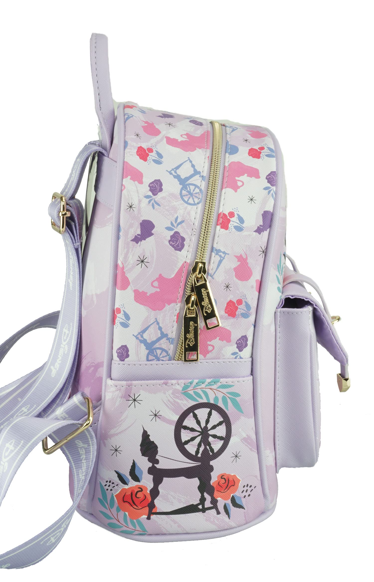 Disney Sleeping Beauty 11 Inch Vegan Leather Mini Backpack for Women & Girls - Cute Princess Themed Purse for School, Travel & Cosplay Accessories