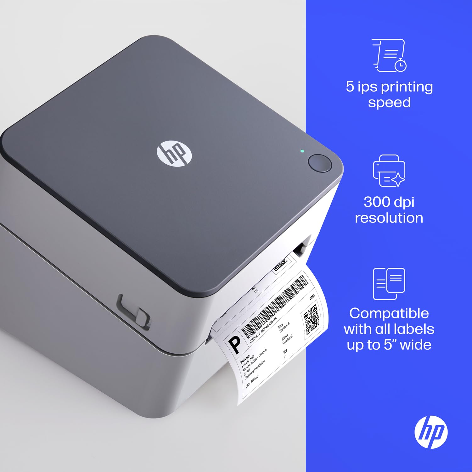 HP Direct Thermal Label Printer with Ethernet - Industrial-Grade Shipping Label Printer 300 DPI for Ecommerce, Warehouse & Logistics | Fast Printing & Easy Setup for USPS, FedEx, UPS Labels
