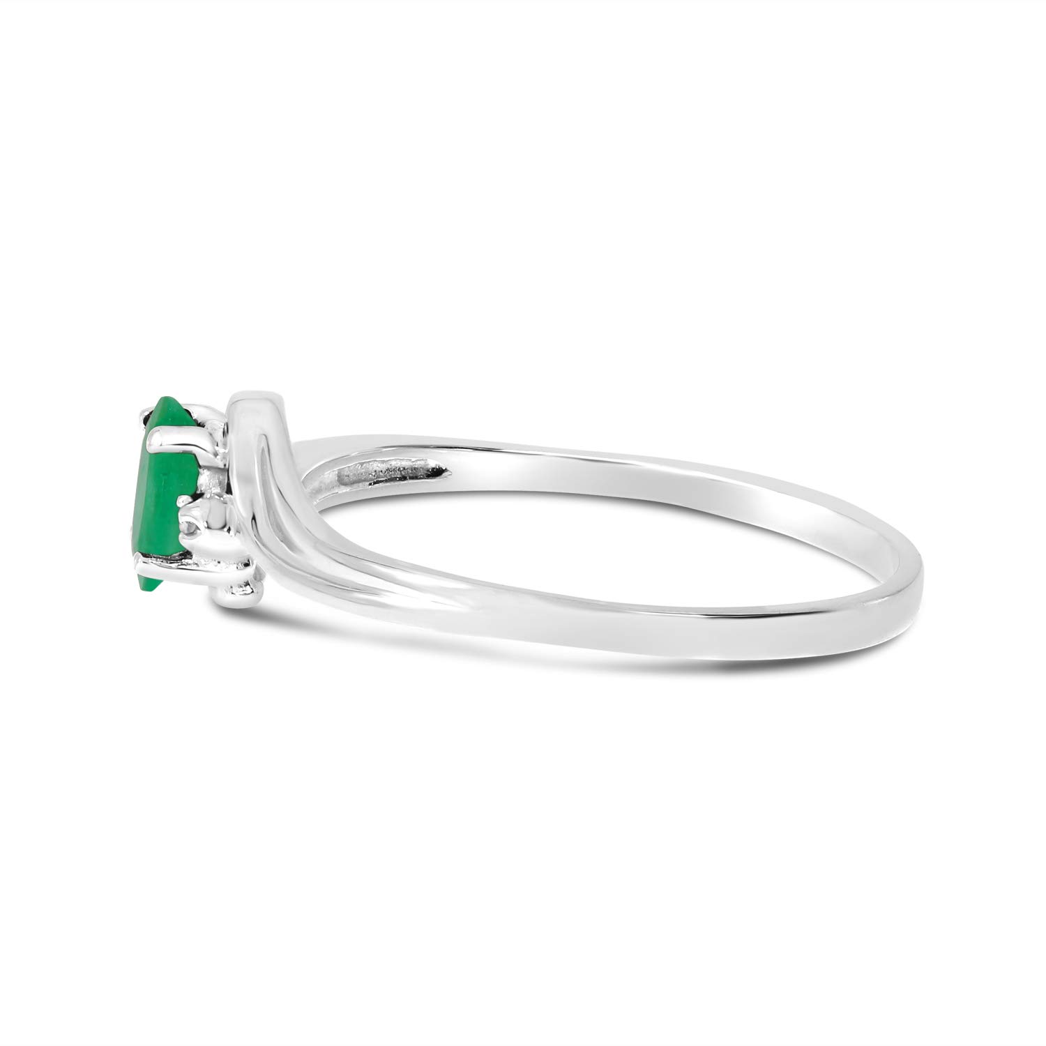 10K White Gold Emerald and Diamond Ring for Women - Elegant Jewelry Gift for Engagement, Wedding & Special Occasions